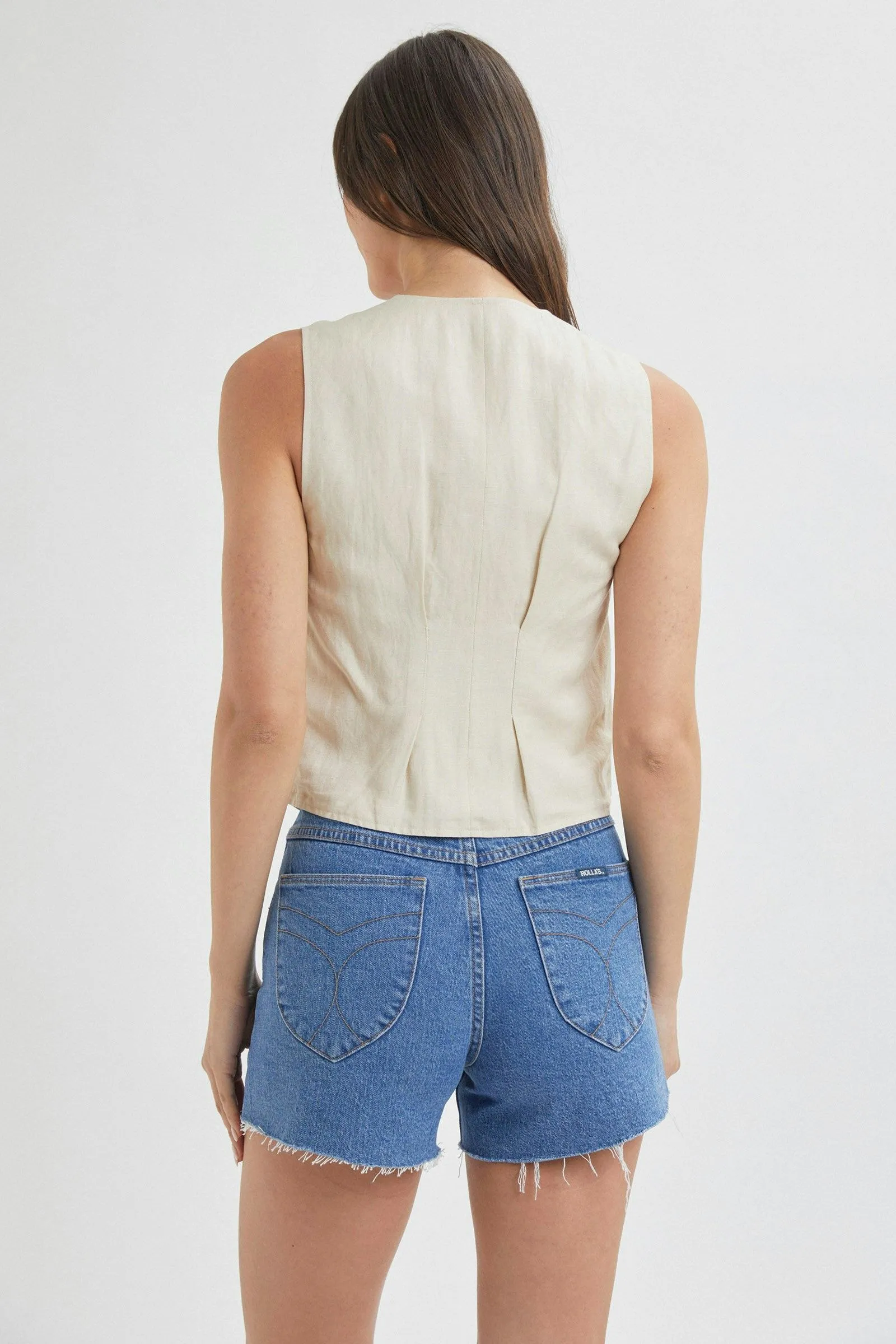 ROLLAS SOHO LINEN VEST - BISCUIT sold by OAK product image thumbnail 2