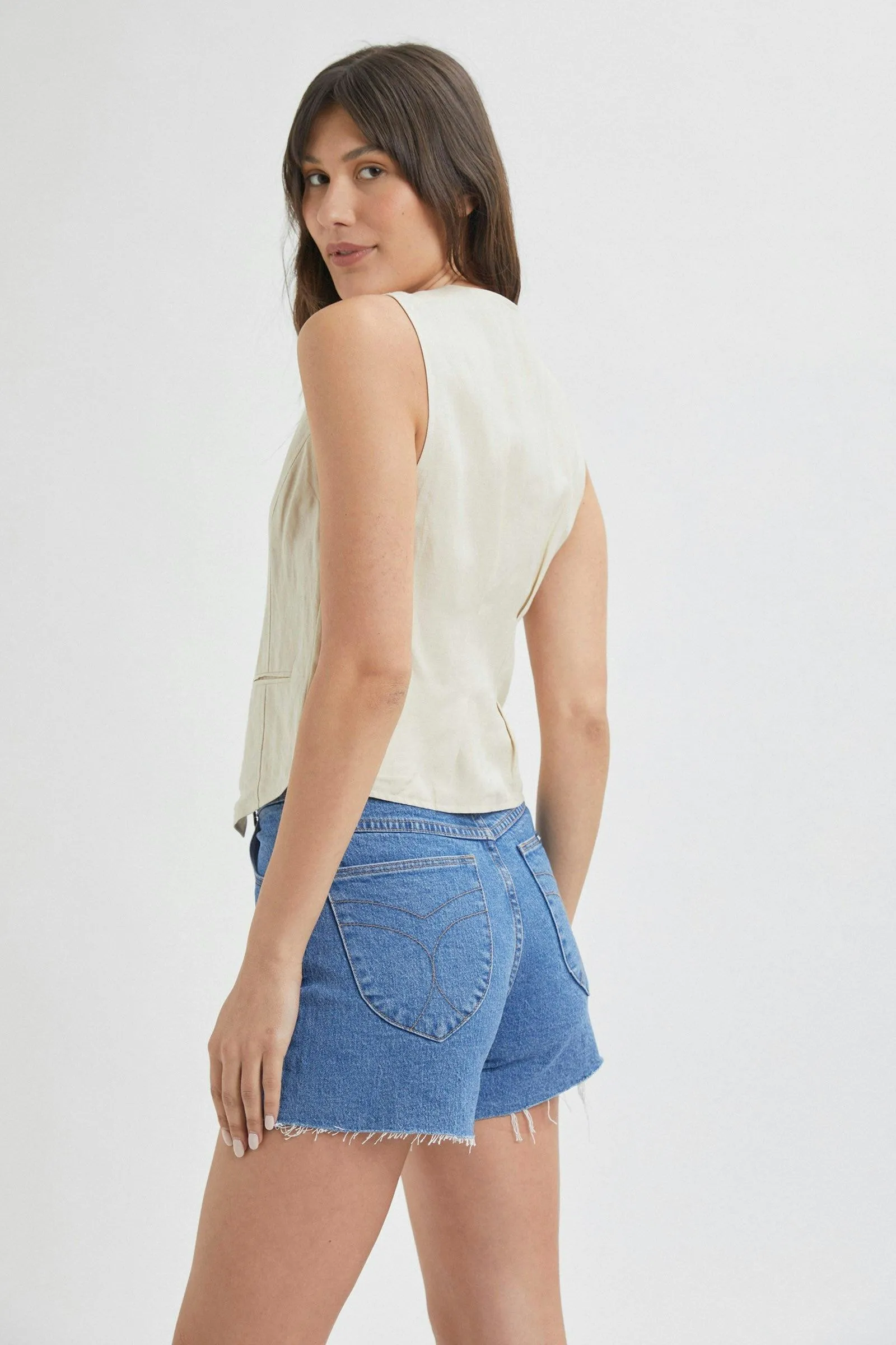 ROLLAS SOHO LINEN VEST - BISCUIT sold by OAK product image thumbnail 3