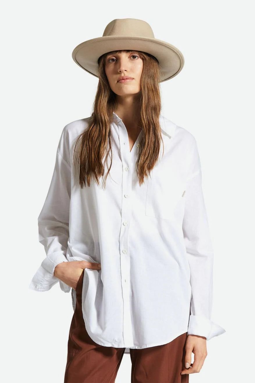 BRIXTON SIDNEY OVERSIZED LONG SLEEVE WOVEN - WHITE SOLID sold by OAK