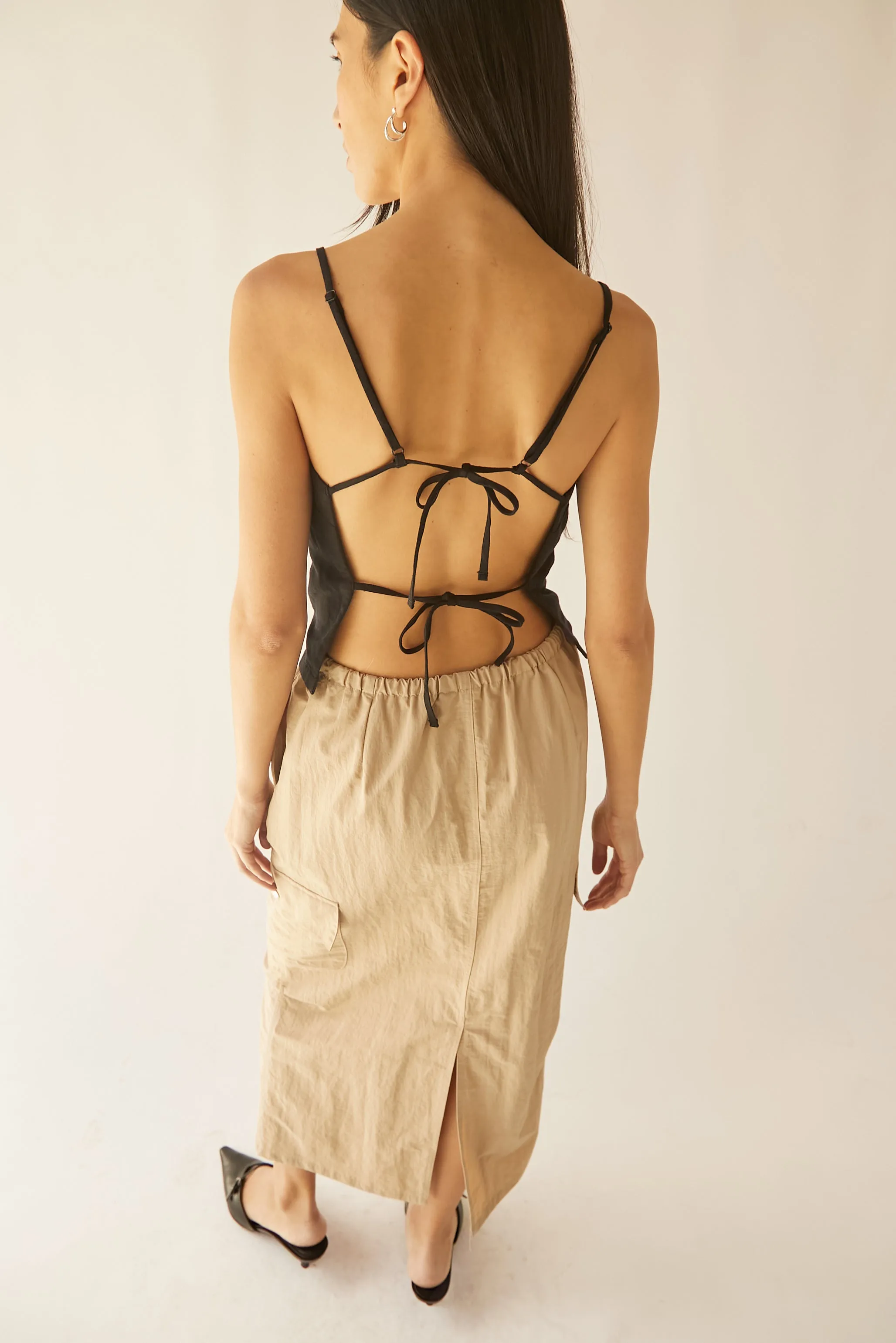 LINEN BLEND OPEN BACK TANK TOP sold by OAK AND FORT product image thumbnail 3
