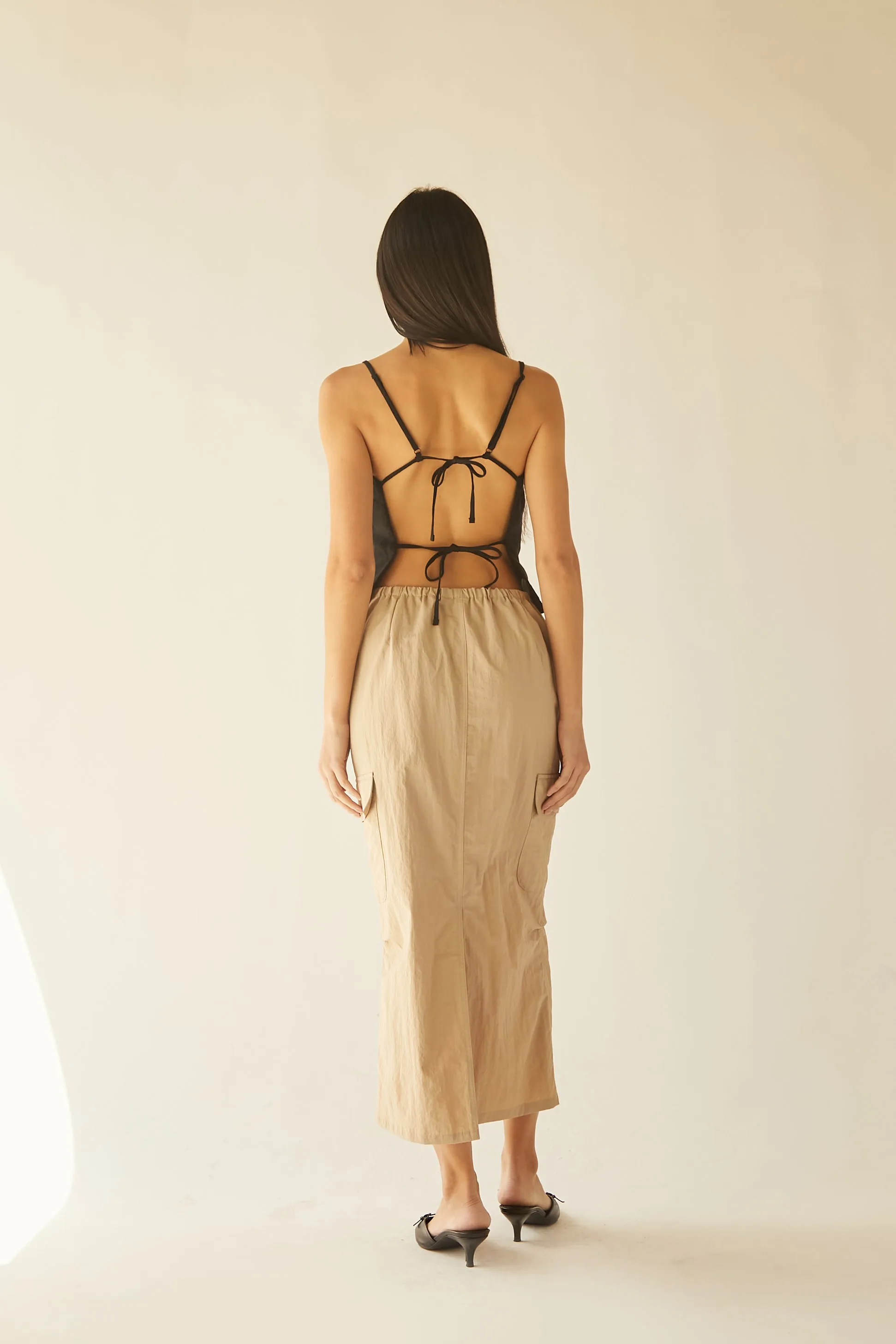 LINEN BLEND OPEN BACK TANK TOP sold by OAK AND FORT product image thumbnail 5