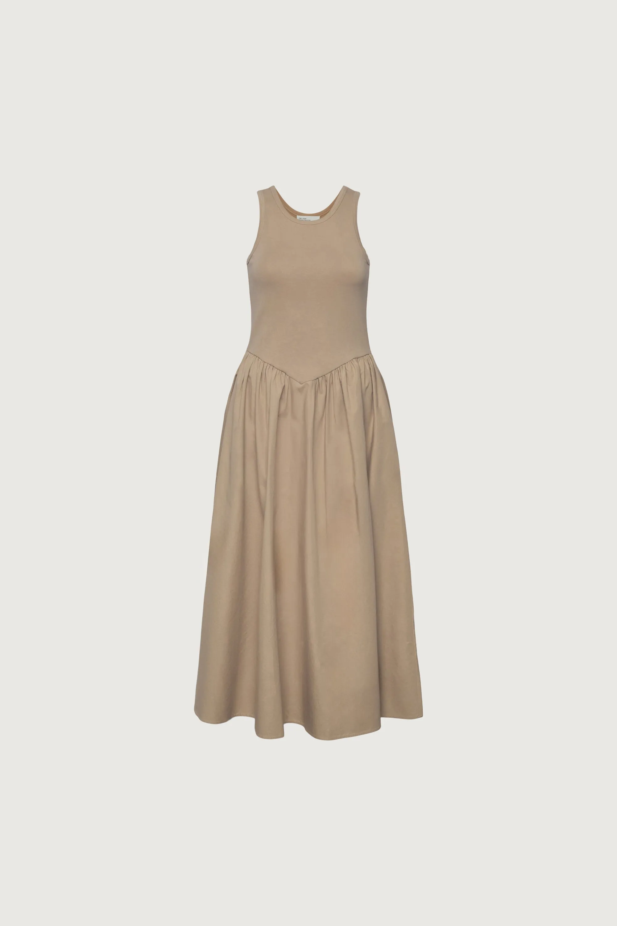 POPLIN RIB-KNIT DROP WAIST MIDI DRESS sold by OAK AND FORT product image thumbnail 5