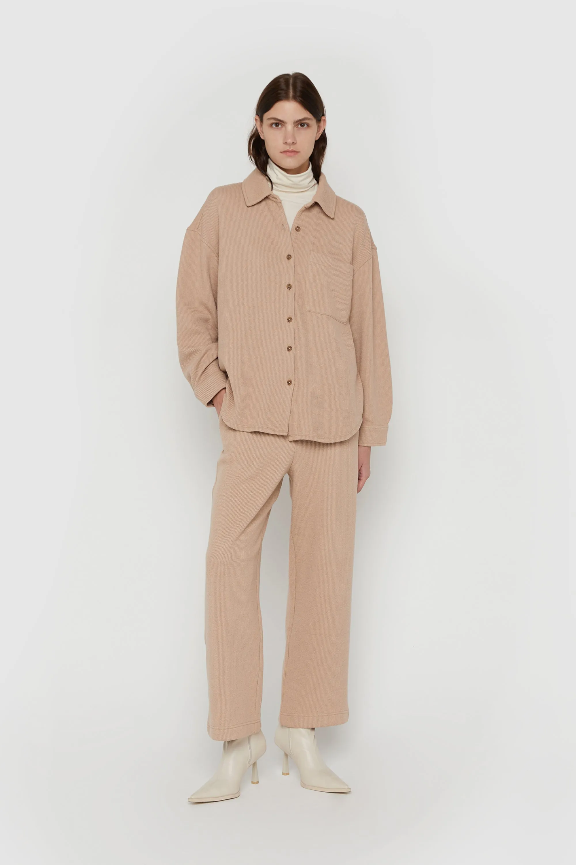 RIB-KNIT BUTTON UP sold by OAK AND FORT product image thumbnail 2