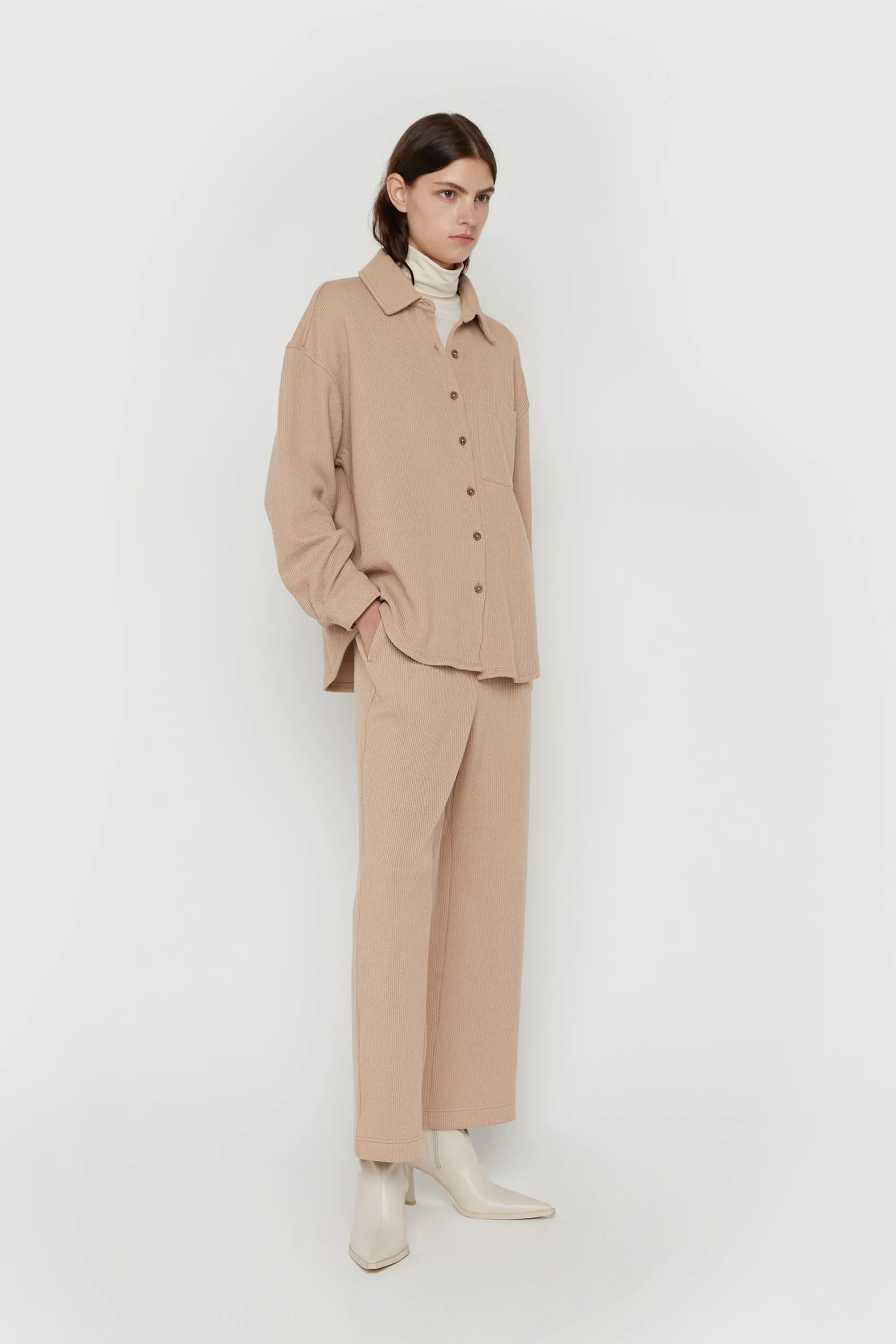 RIB-KNIT BUTTON UP sold by OAK AND FORT product image thumbnail 3