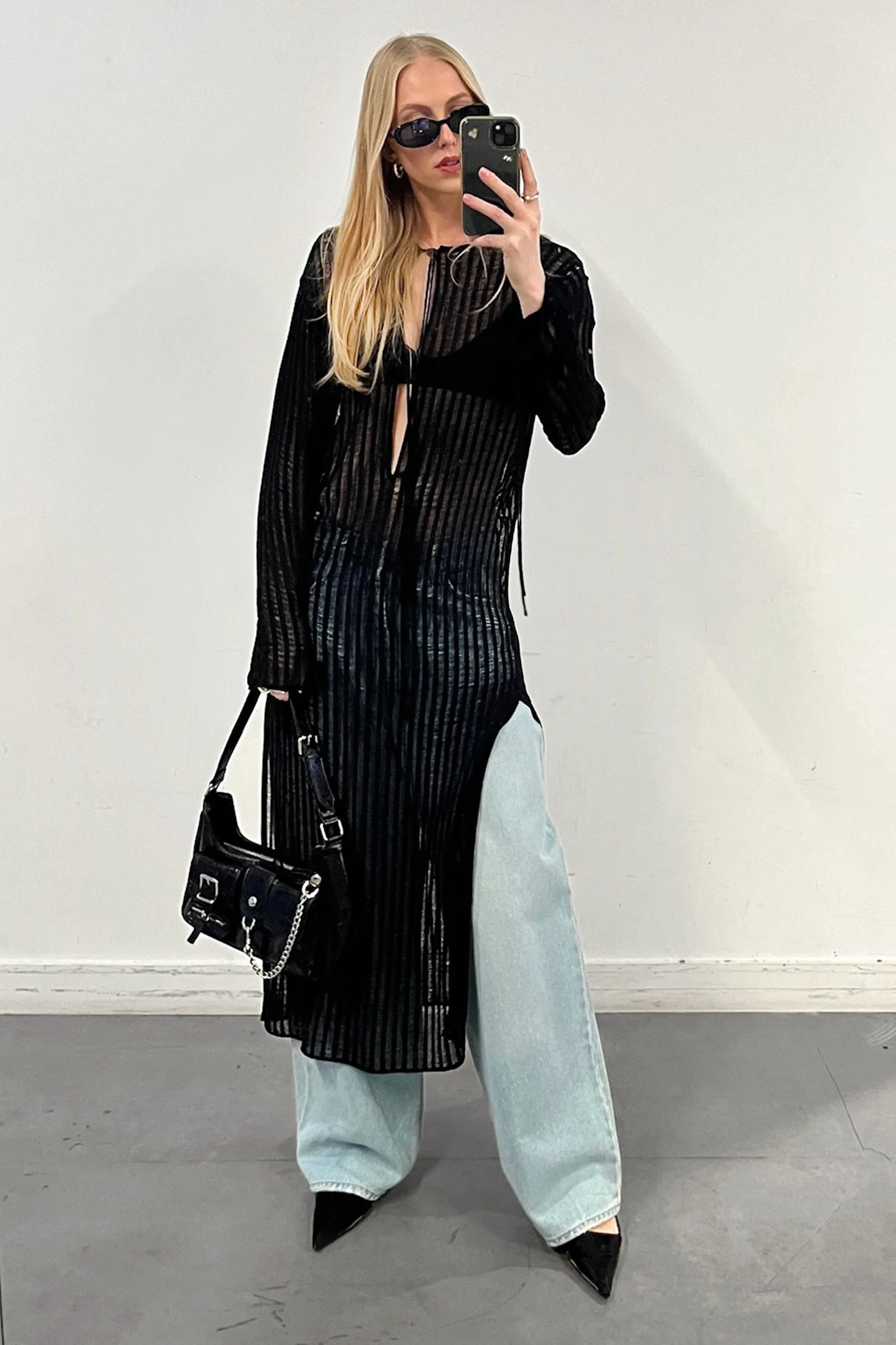 REVERSIBLE SHEER RIB-KNIT DRESS SWIM COVERUP sold by OAK AND FORT product image thumbnail 3