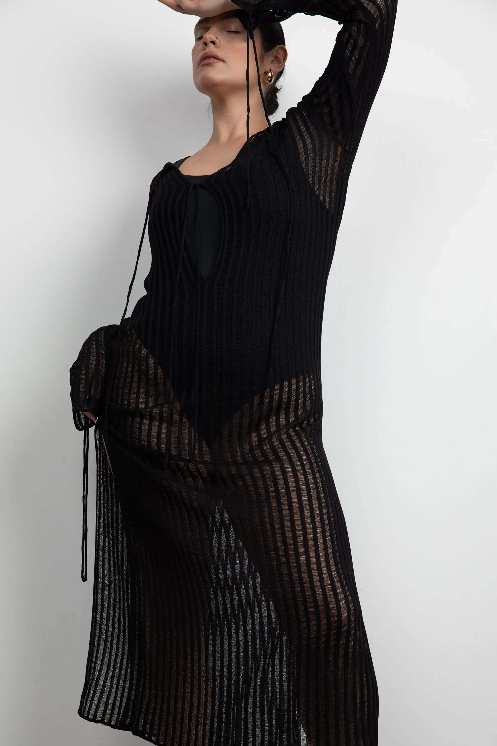 REVERSIBLE SHEER RIB-KNIT DRESS SWIM COVERUP sold by OAK AND FORT product image thumbnail 2