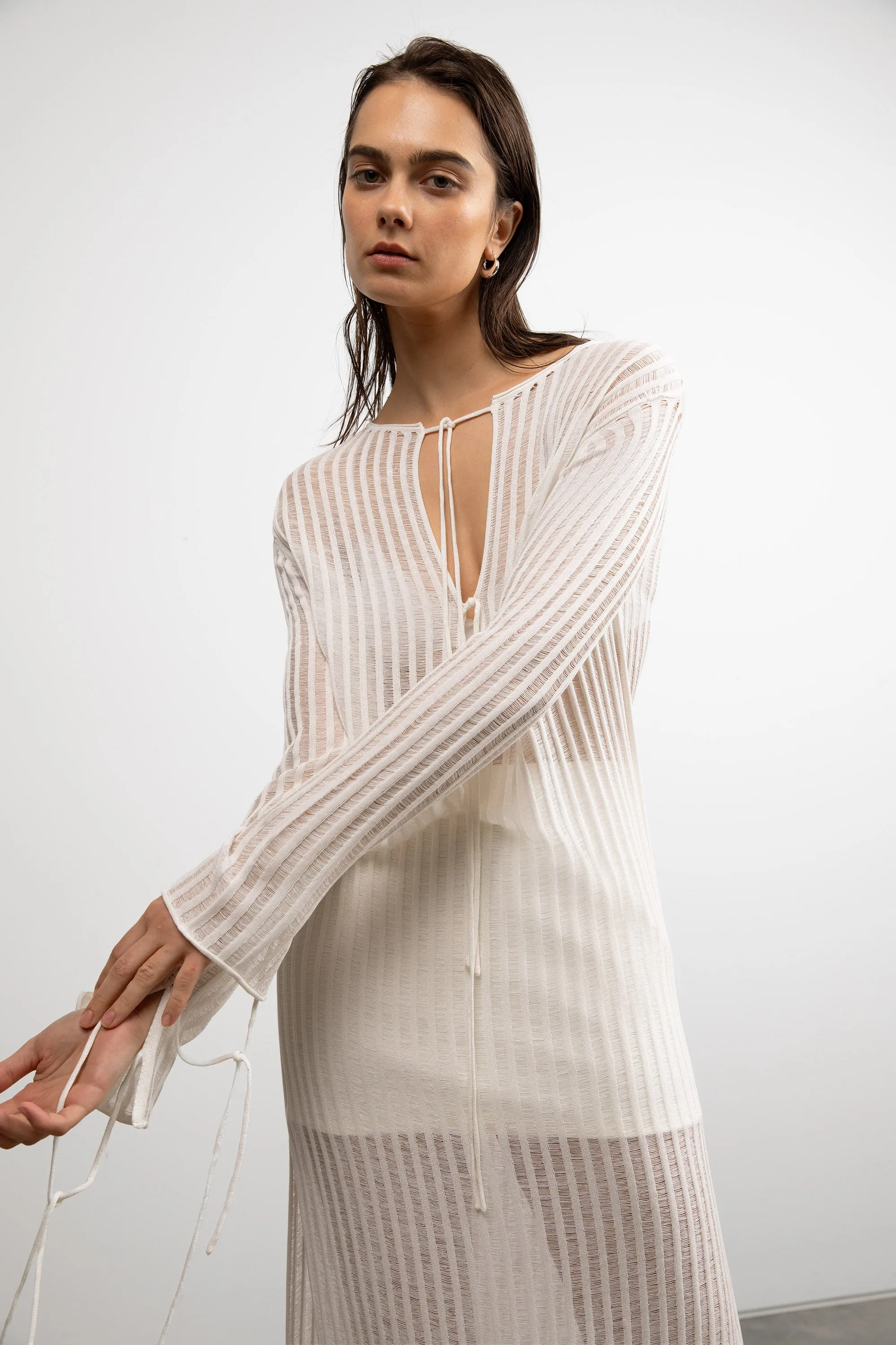REVERSIBLE SHEER RIB-KNIT DRESS SWIM COVERUP sold by OAK AND FORT product image thumbnail 5