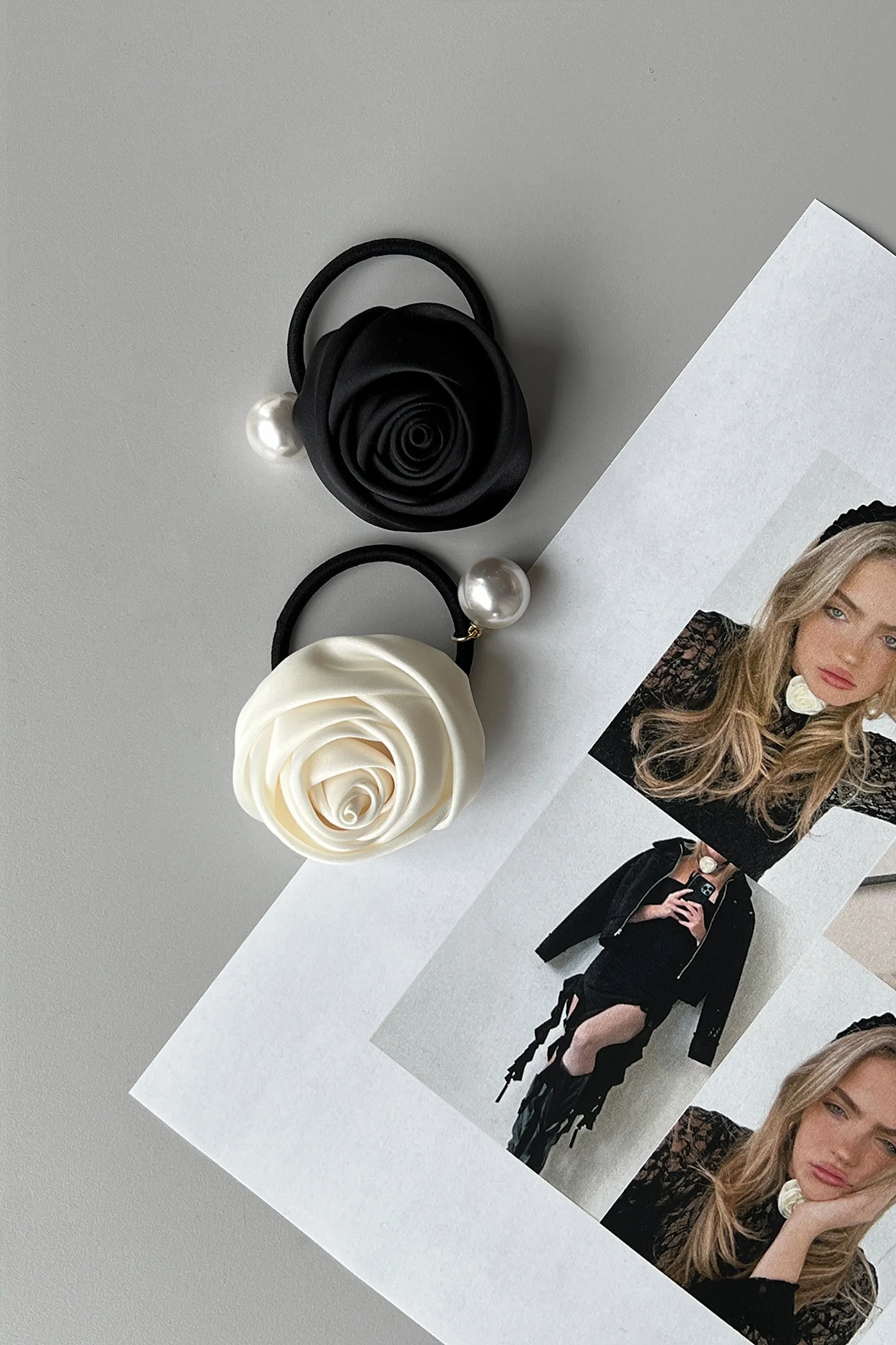 HAIR TIE WITH OVERSIZED FLOWER AND PEARL sold by OAK AND FORT product image thumbnail 2