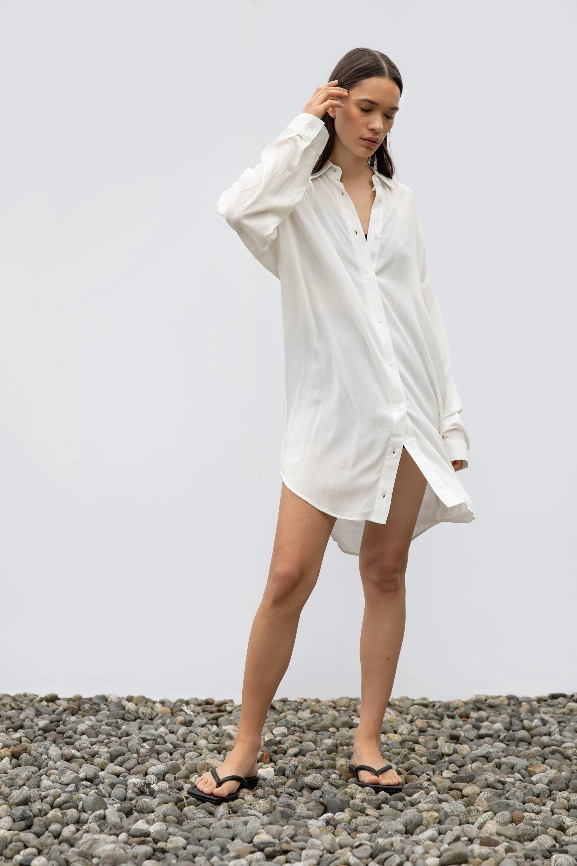 CRINKLED MID-LENGTH SHIRT sold by OAK AND FORT