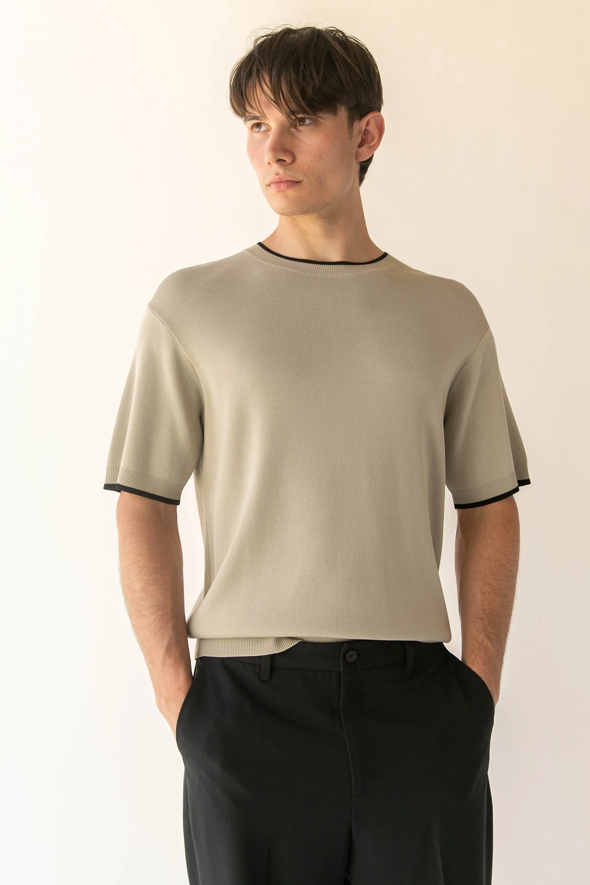 CONTRAST TRIM SHORT SLEEVE SWEATER sold by OAK AND FORT product image thumbnail 2