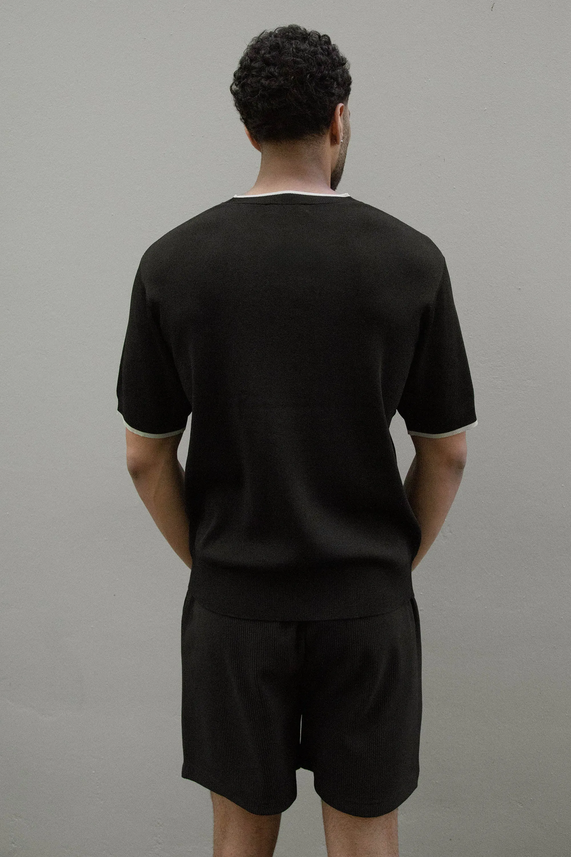 CONTRAST TRIM SHORT SLEEVE SWEATER sold by OAK AND FORT product image thumbnail 4