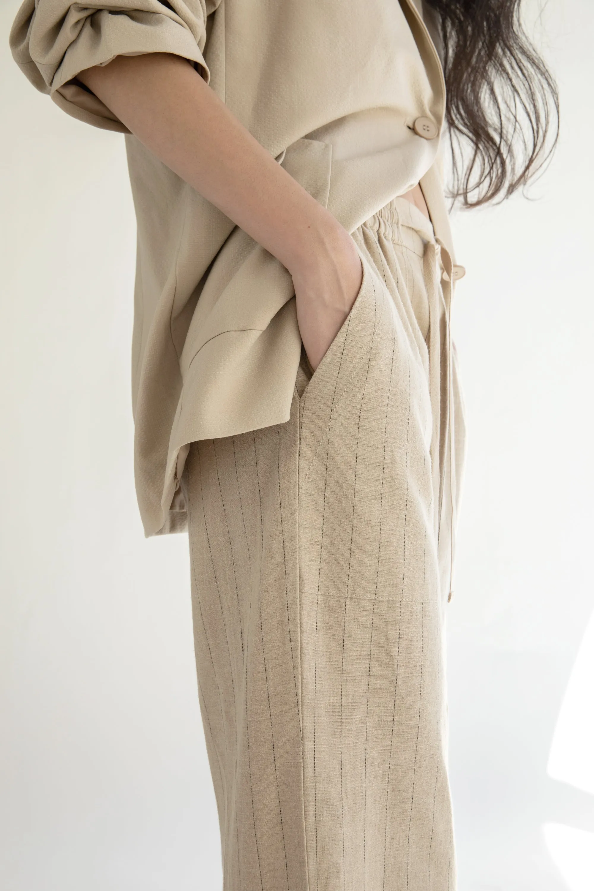 STRIPED LINEN TROUSER sold by OAK AND FORT product image thumbnail 3