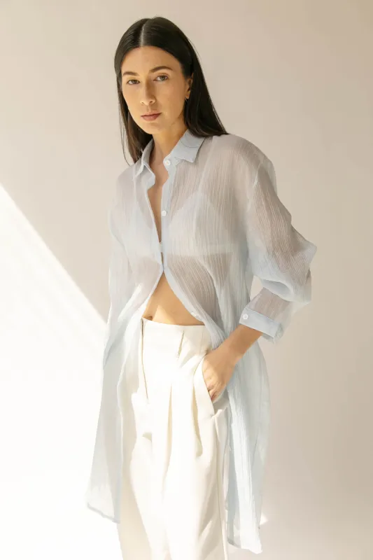 LONG SHEER BUTTON UP SHIRT sold by OAK AND FORT