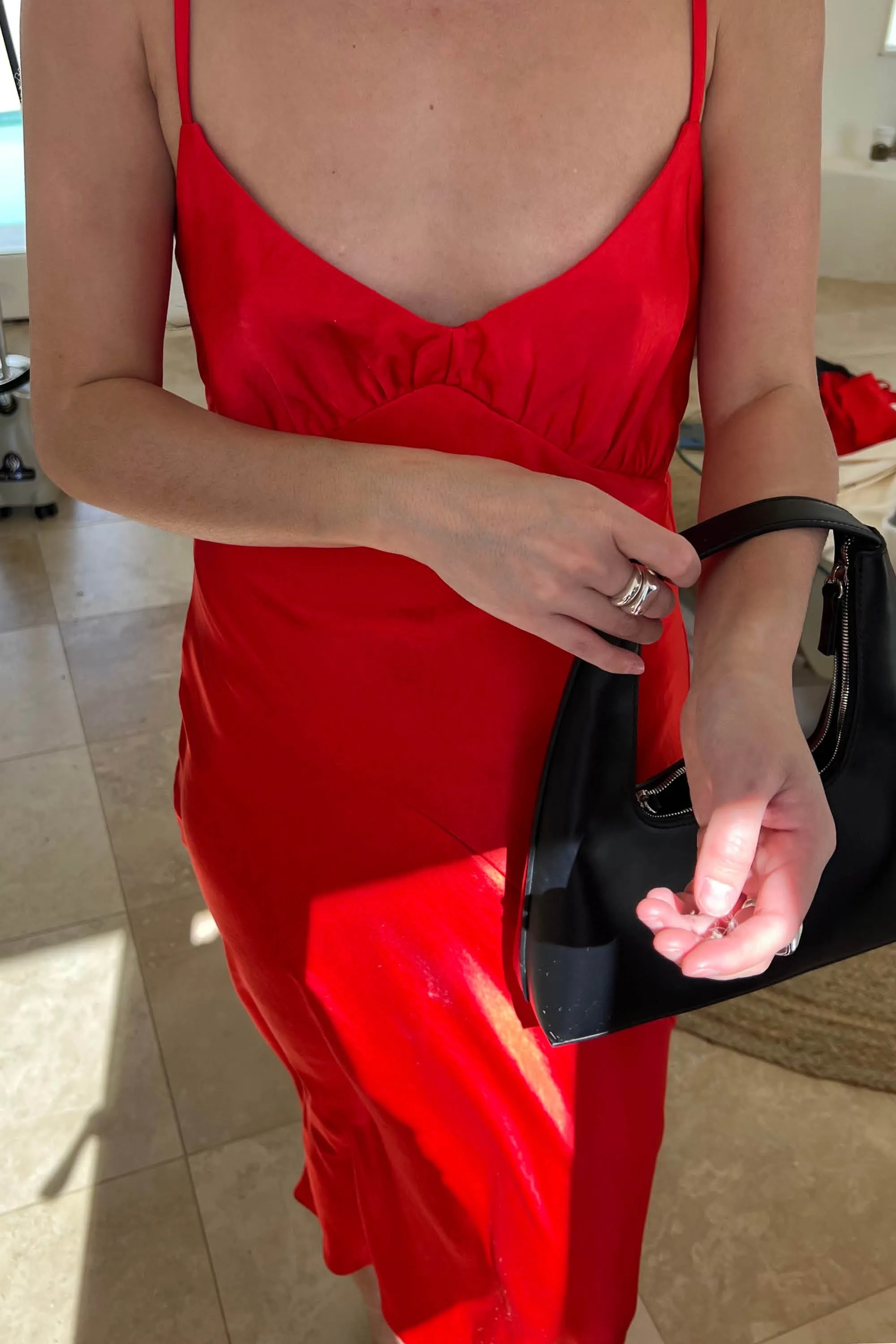 V-NECK SATIN SLIP DRESS sold by OAK AND FORT