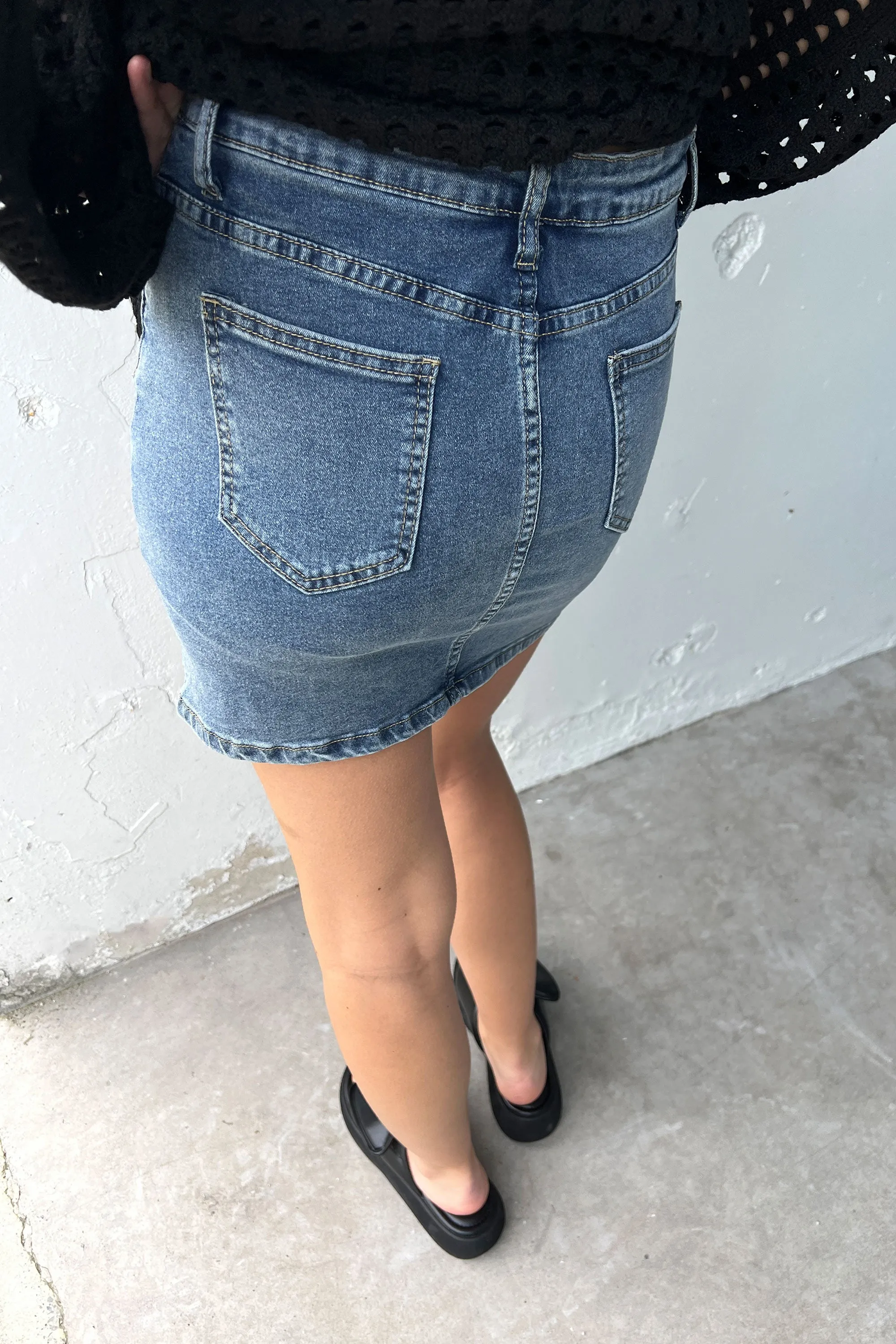 FITTED JEAN MINI JEAN SKIRT sold by OAK AND FORT product image thumbnail 4