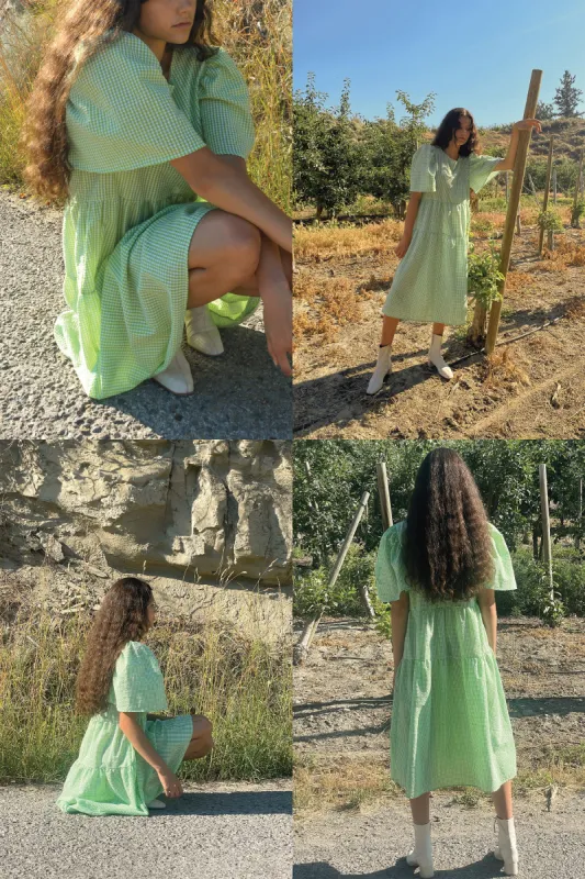 OVERSIZED GINGHAM MIDI DRESS sold by OAK AND FORT