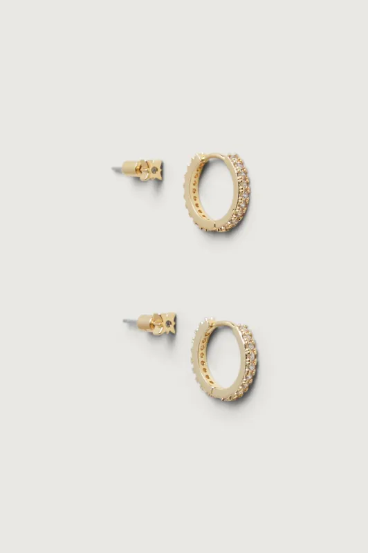 ZIRCONIA HUGGIE HOOP AND STUD sold by OAK AND FORT