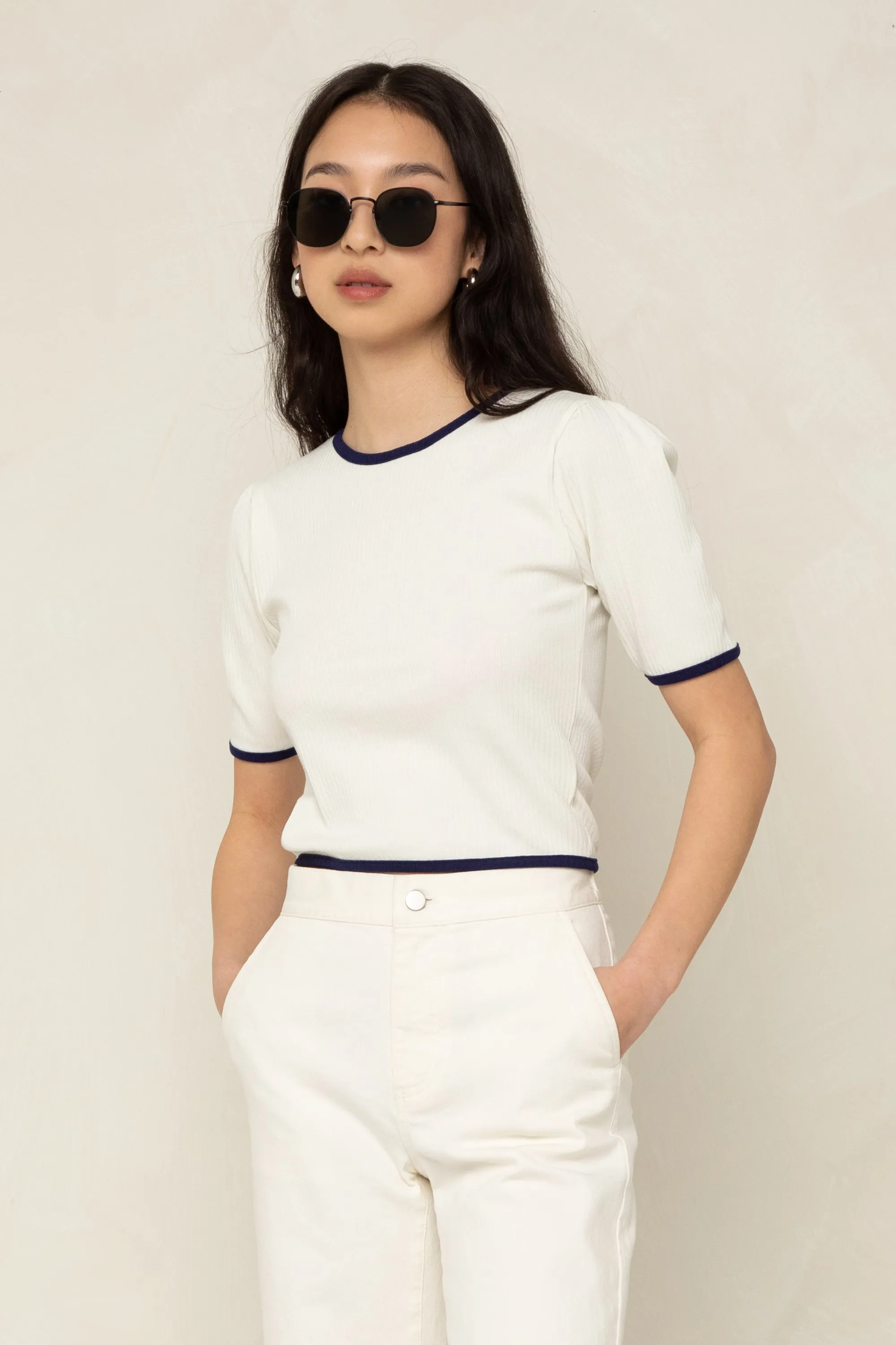 CONTRAST TRIM TEE sold by OAK AND FORT