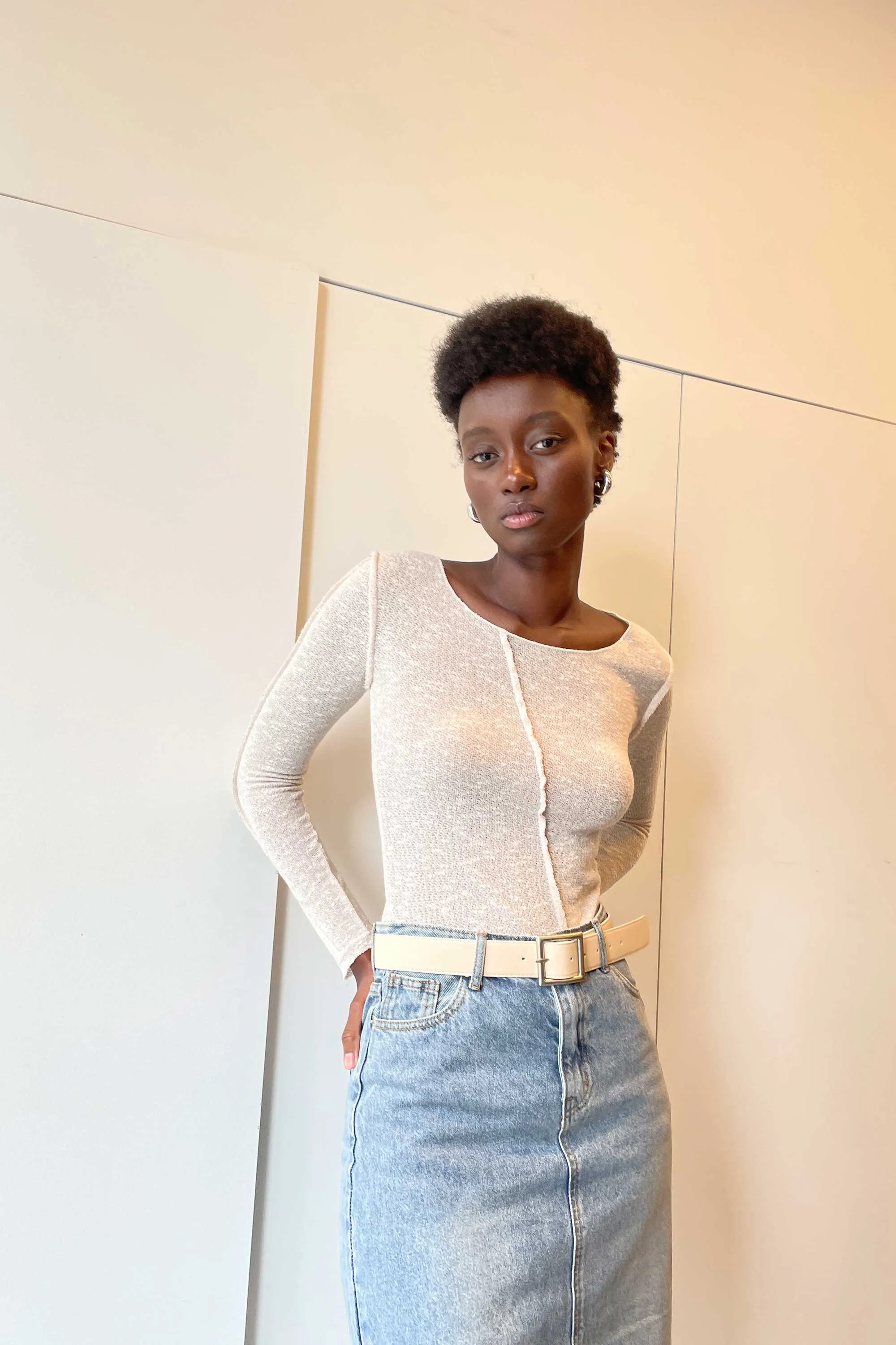 TEXTURED LONG SLEEVE TOP sold by OAK AND FORT product image thumbnail 3