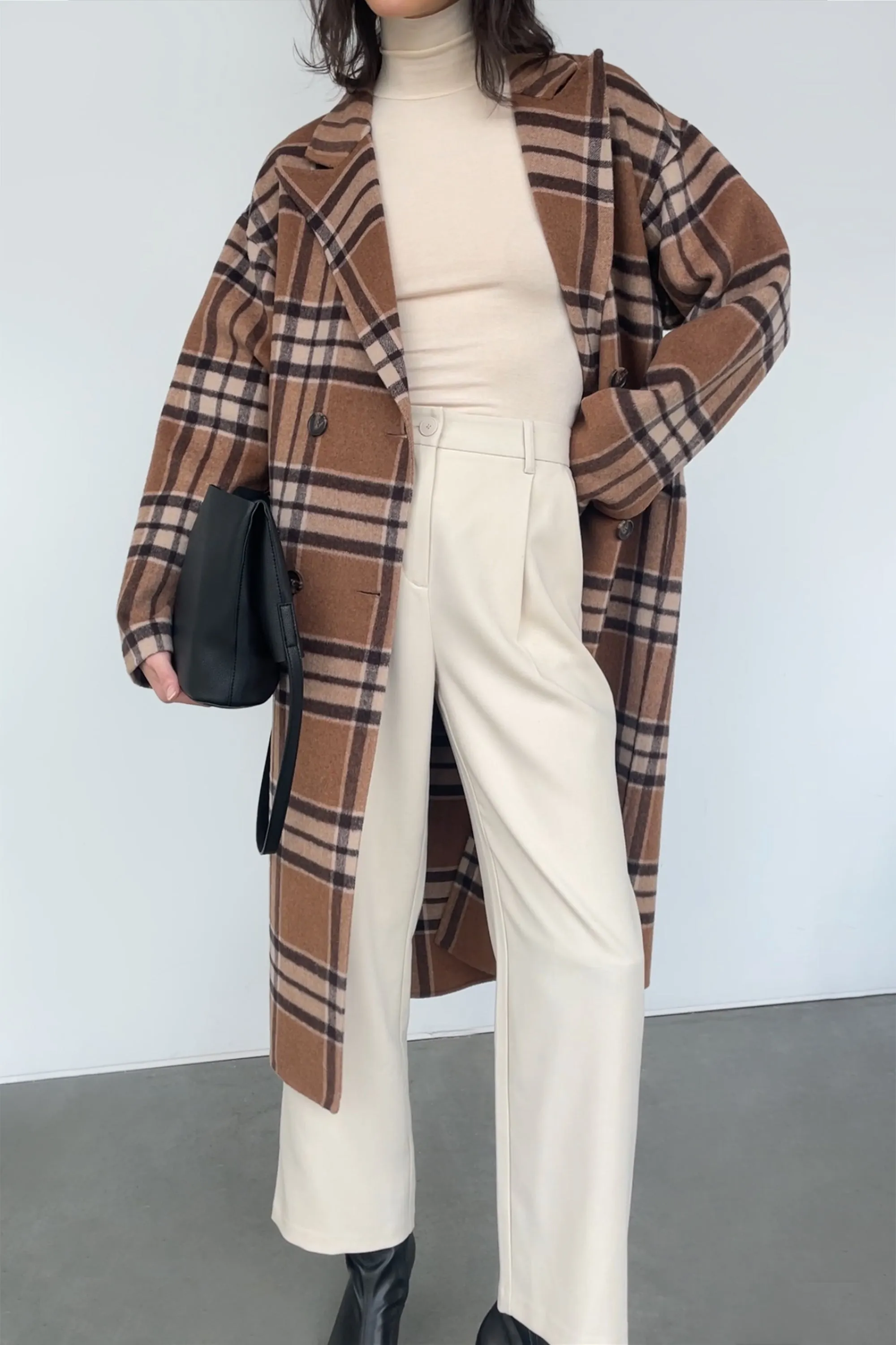 OVERSIZED PLAID WOOL BLEND COAT sold by OAK AND FORT product image thumbnail 5