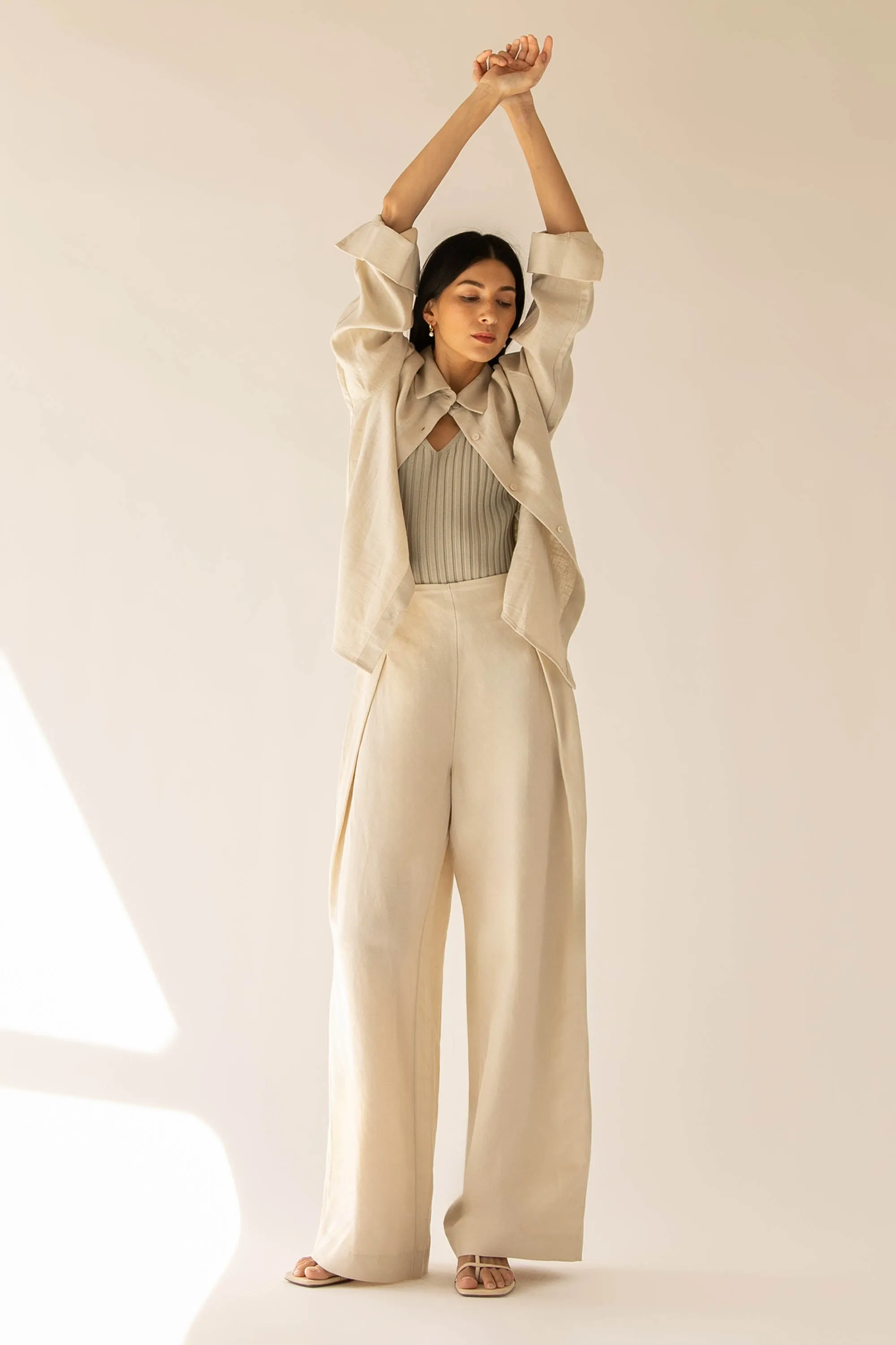 LINEN BLEND WIDE LEG DRESS PANT sold by OAK AND FORT product image thumbnail 4