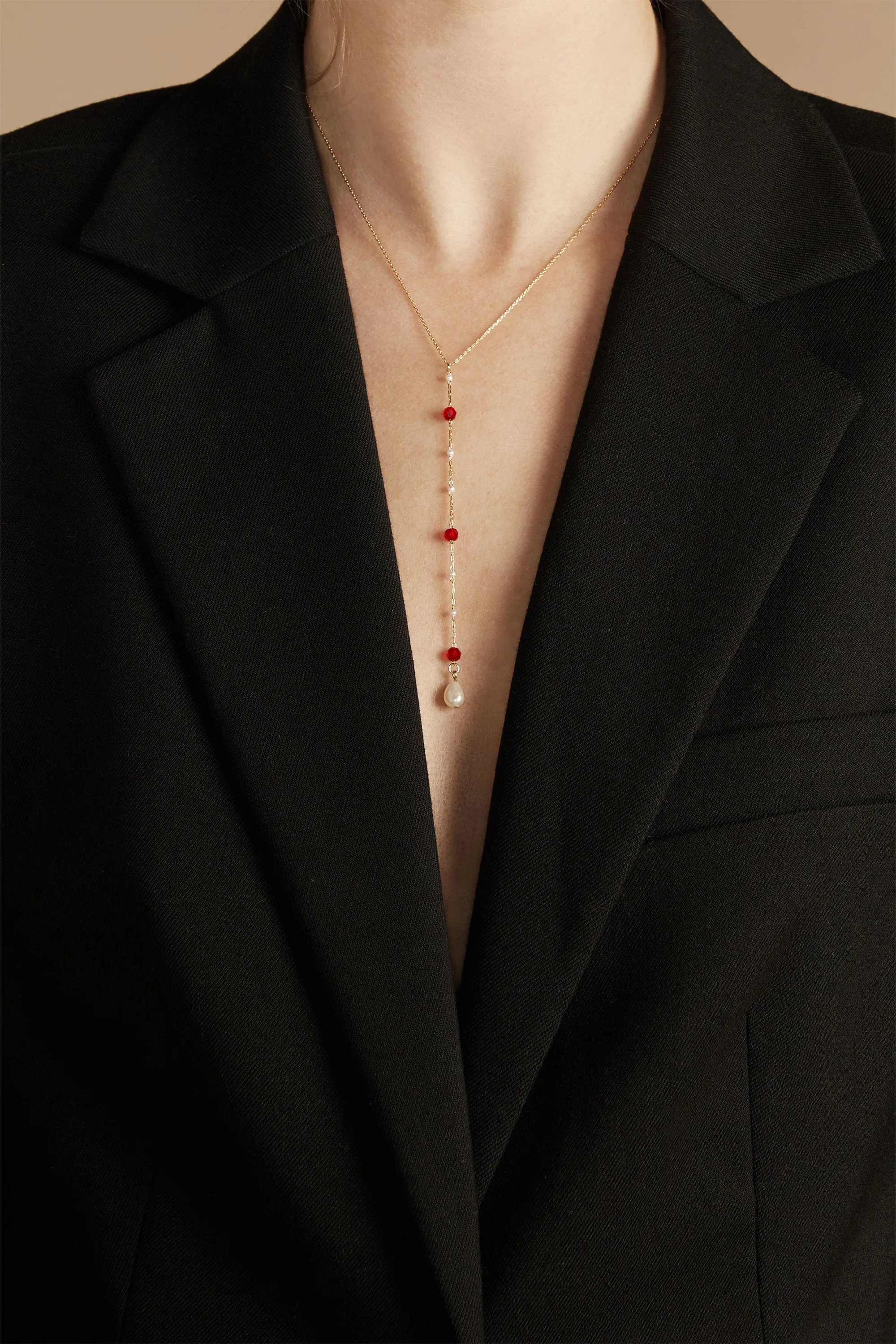 CHAIN NECKLACE WITH RED STONES sold by OAK AND FORT