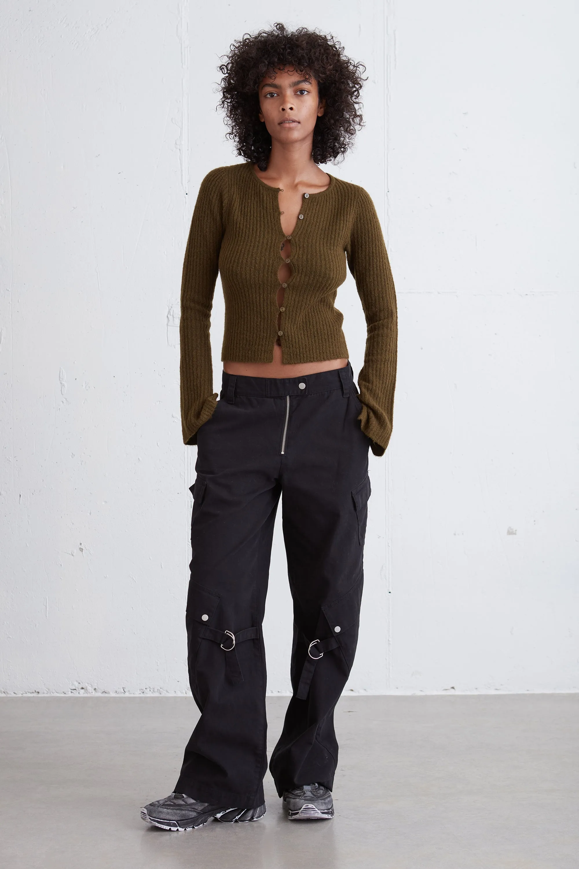 RIBBED BUTTON FRONT CARDIGAN sold by OAK AND FORT