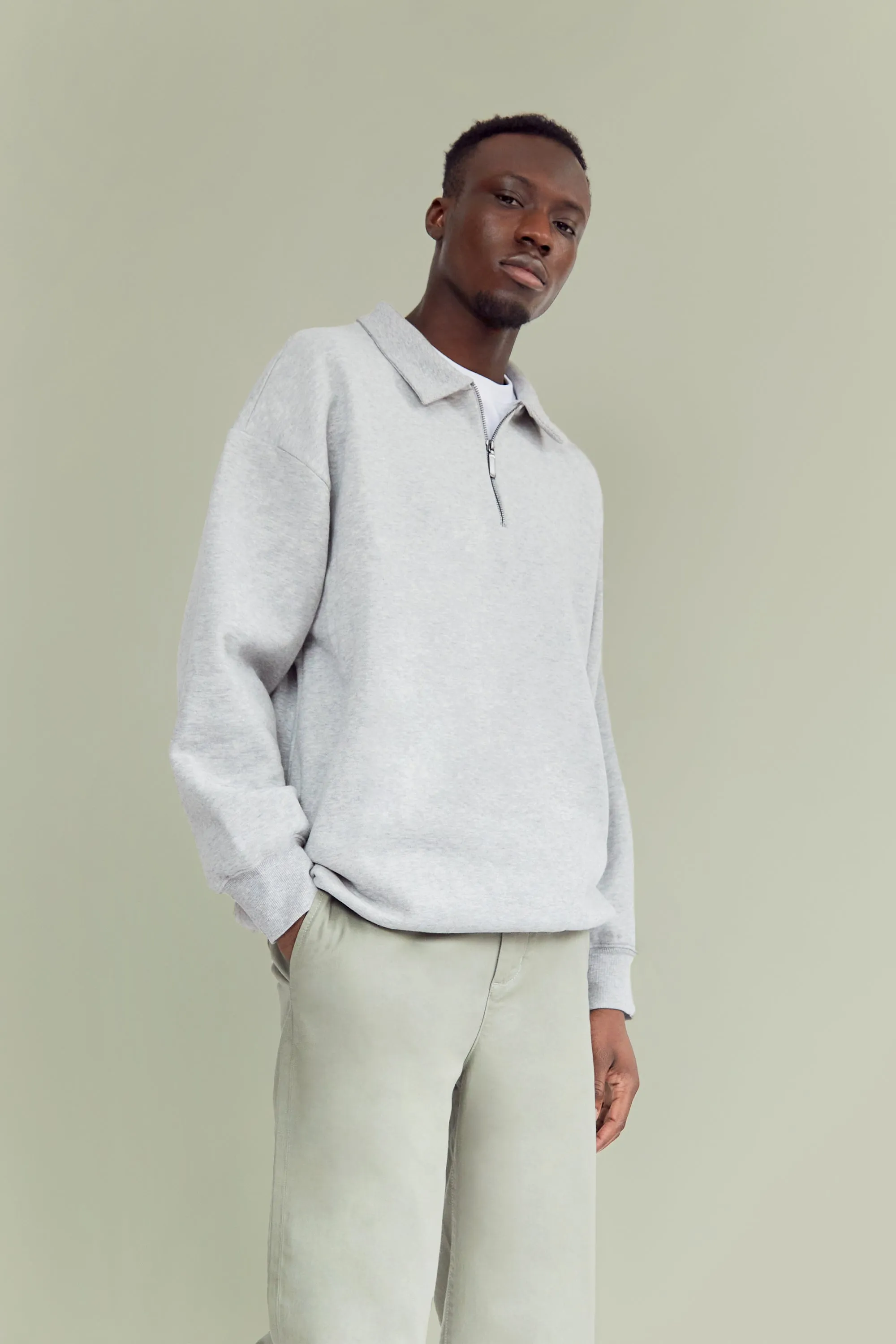 COLLARED HALF-ZIP SWEATSHIRT sold by OAK AND FORT