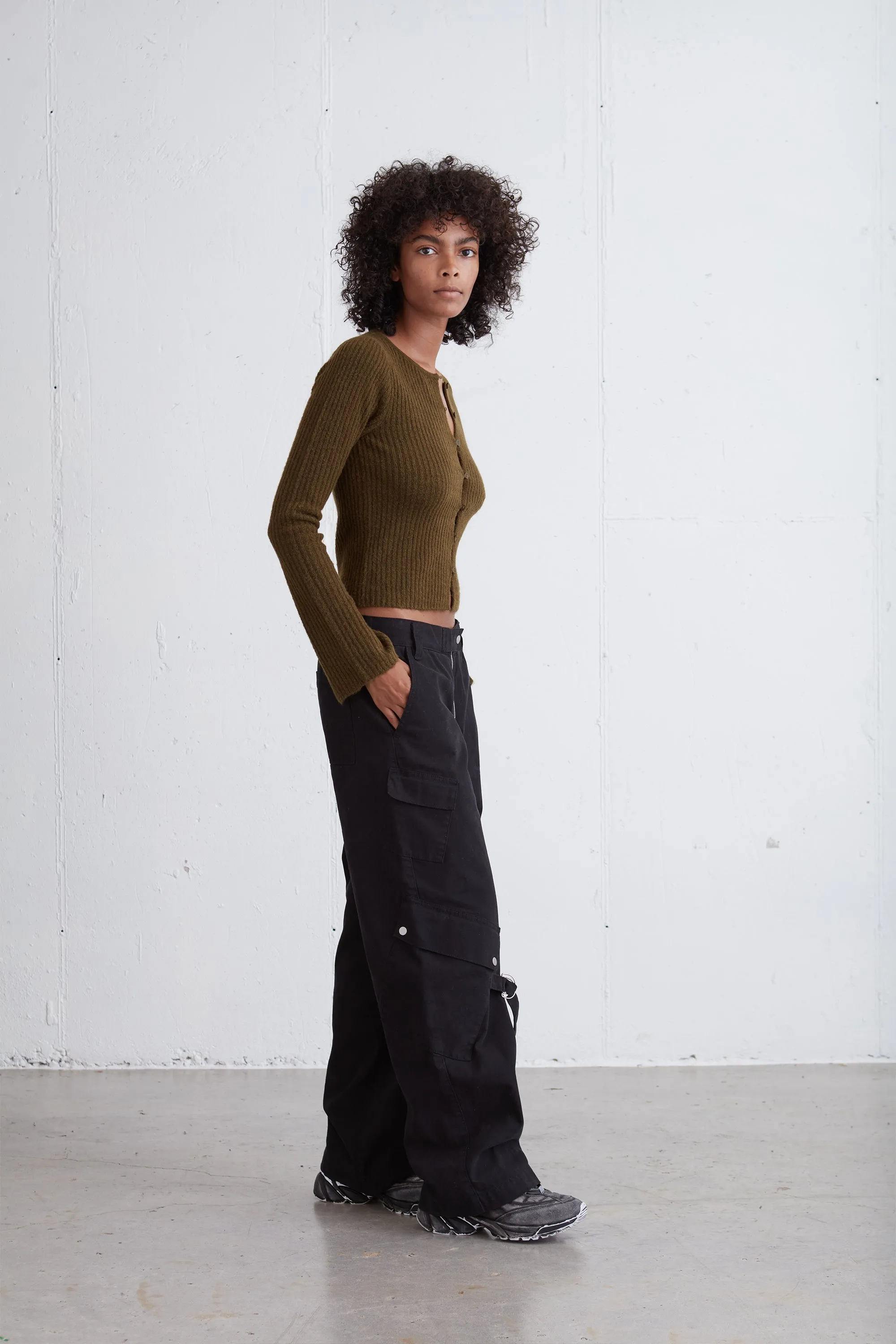 RIBBED BUTTON FRONT CARDIGAN sold by OAK AND FORT product image thumbnail 3