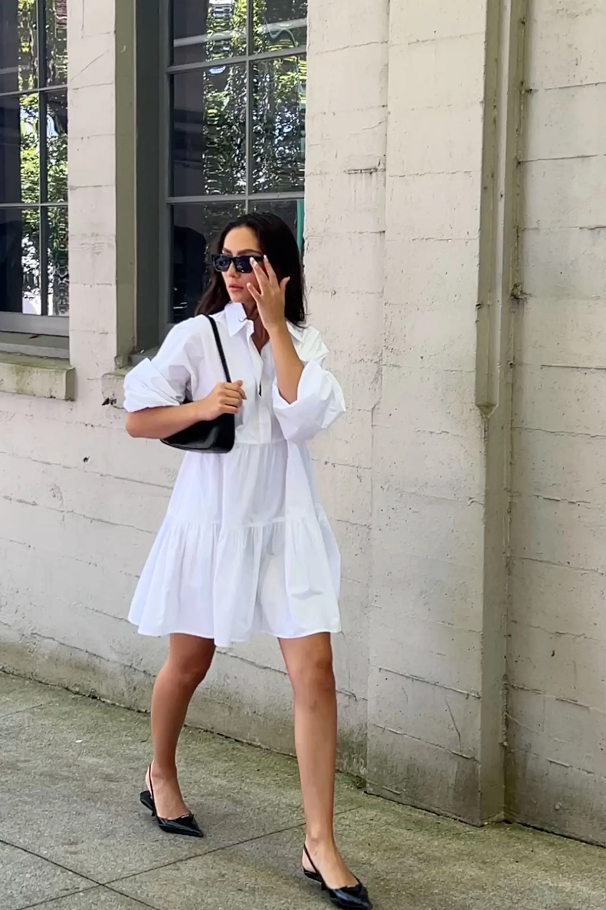 COLLARED BUTTON FRONT TIERED DRESS sold by OAK AND FORT