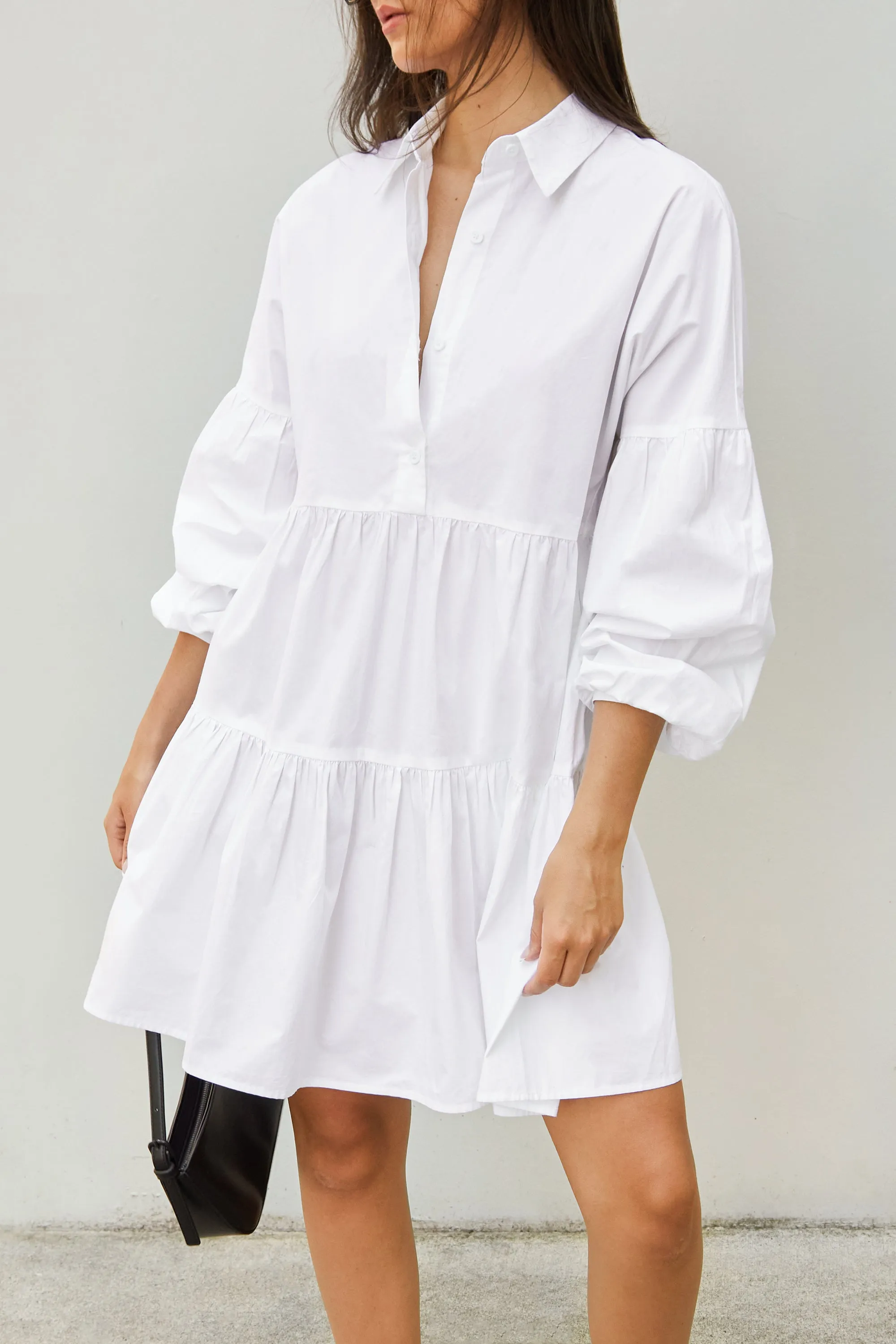 COLLARED BUTTON FRONT TIERED DRESS sold by OAK AND FORT product image thumbnail 3