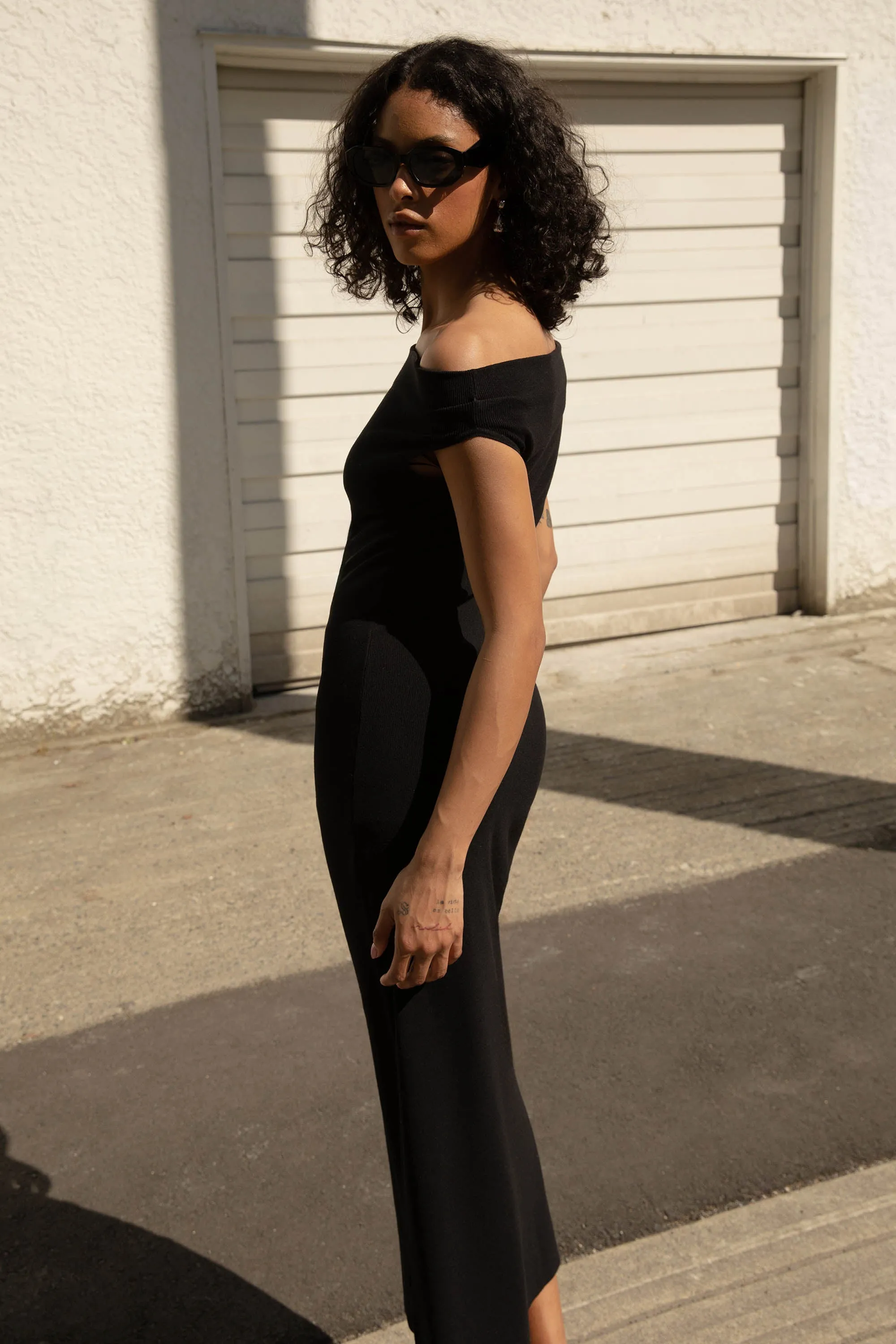 COWL NECKLINE OFF SHOULDER MIDI DRESS sold by OAK AND FORT product image thumbnail 4