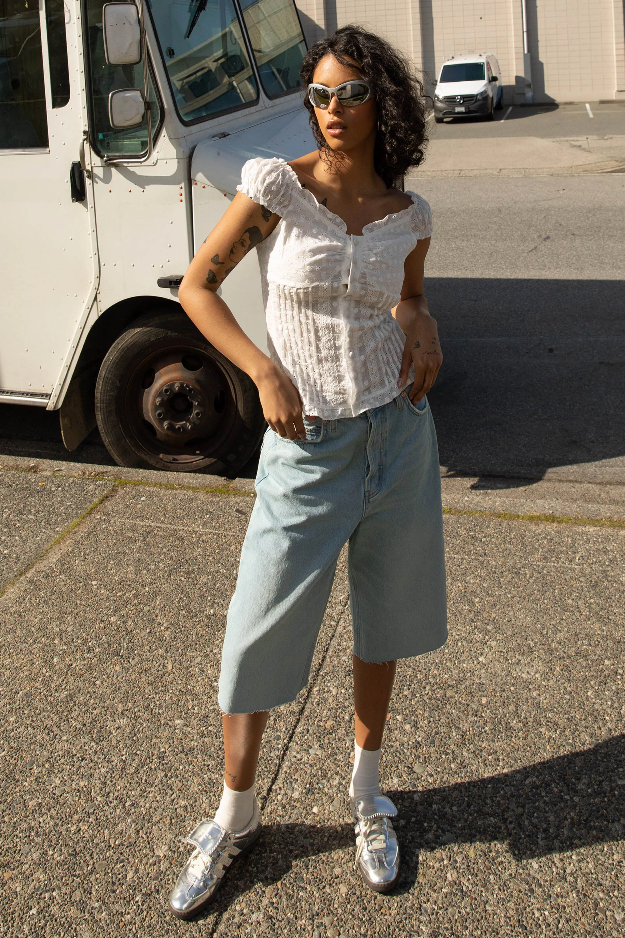 CAP SLEEVE RUCHED BLOUSE sold by OAK AND FORT