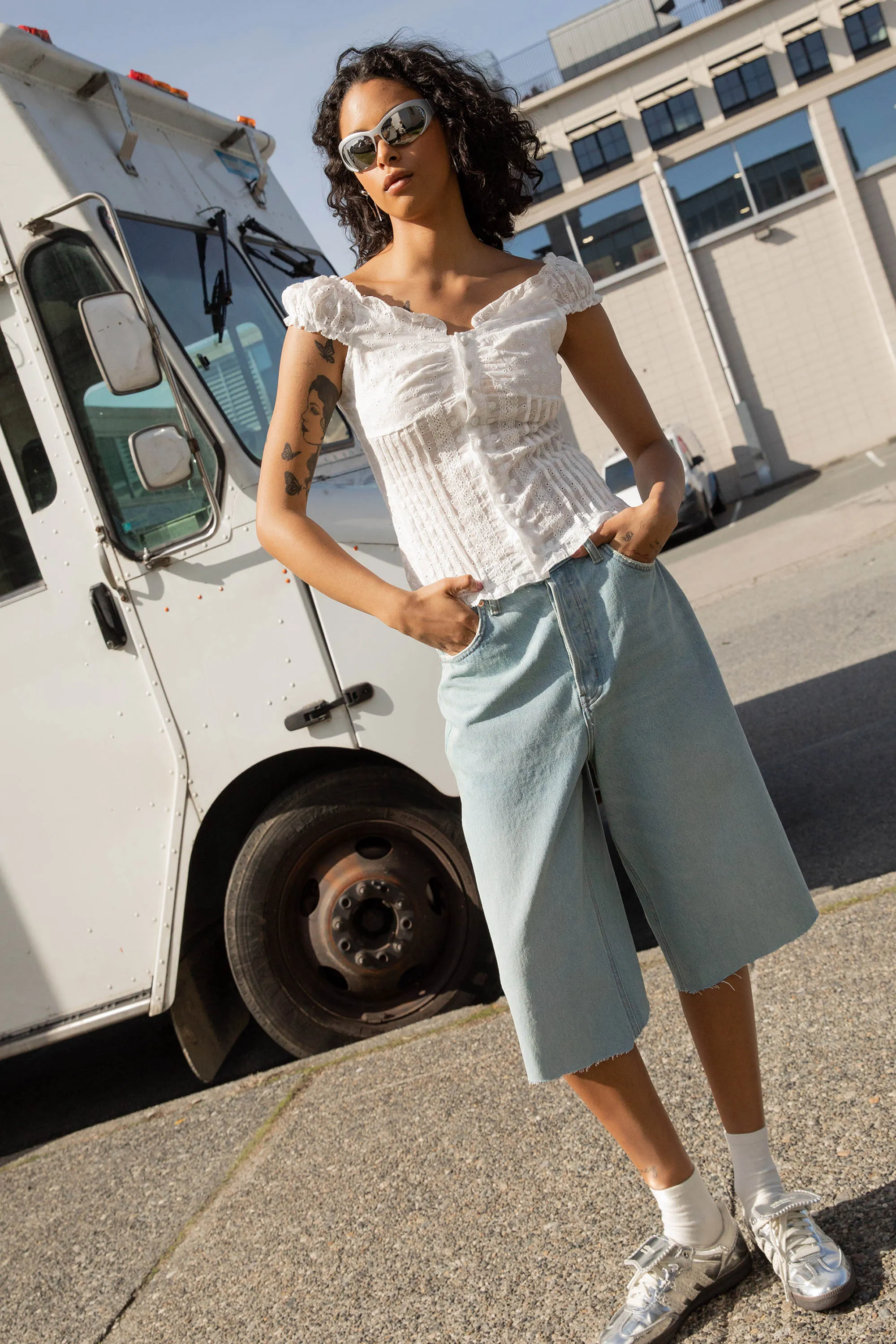 CAP SLEEVE RUCHED BLOUSE sold by OAK AND FORT product image thumbnail 4