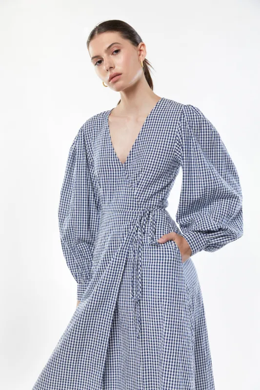 GINGHAM SEERSUCKER WRAP DRESS sold by OAK AND FORT