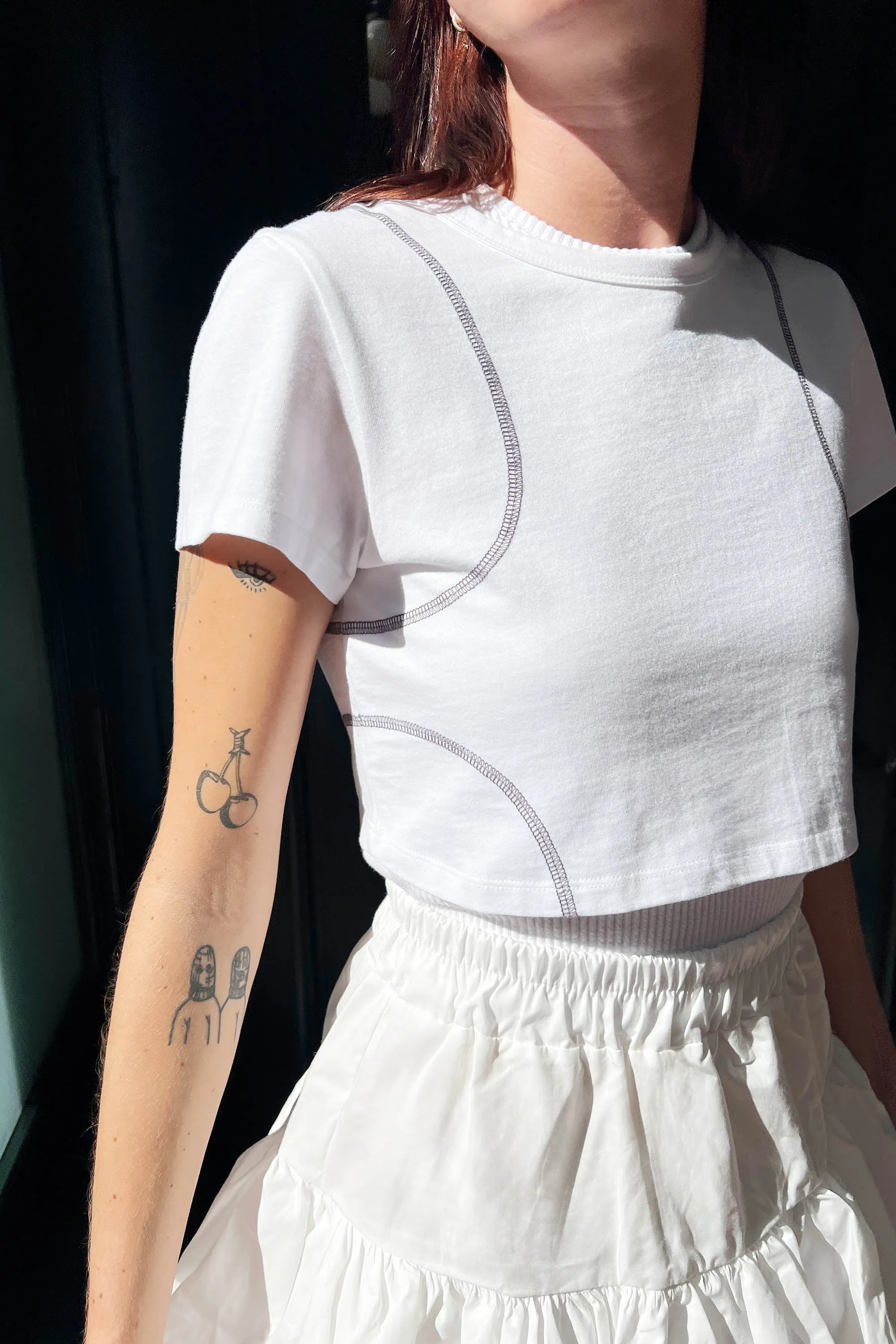 ORGANIC COTTON CROPPED TEE WITH STITCHING sold by OAK AND FORT