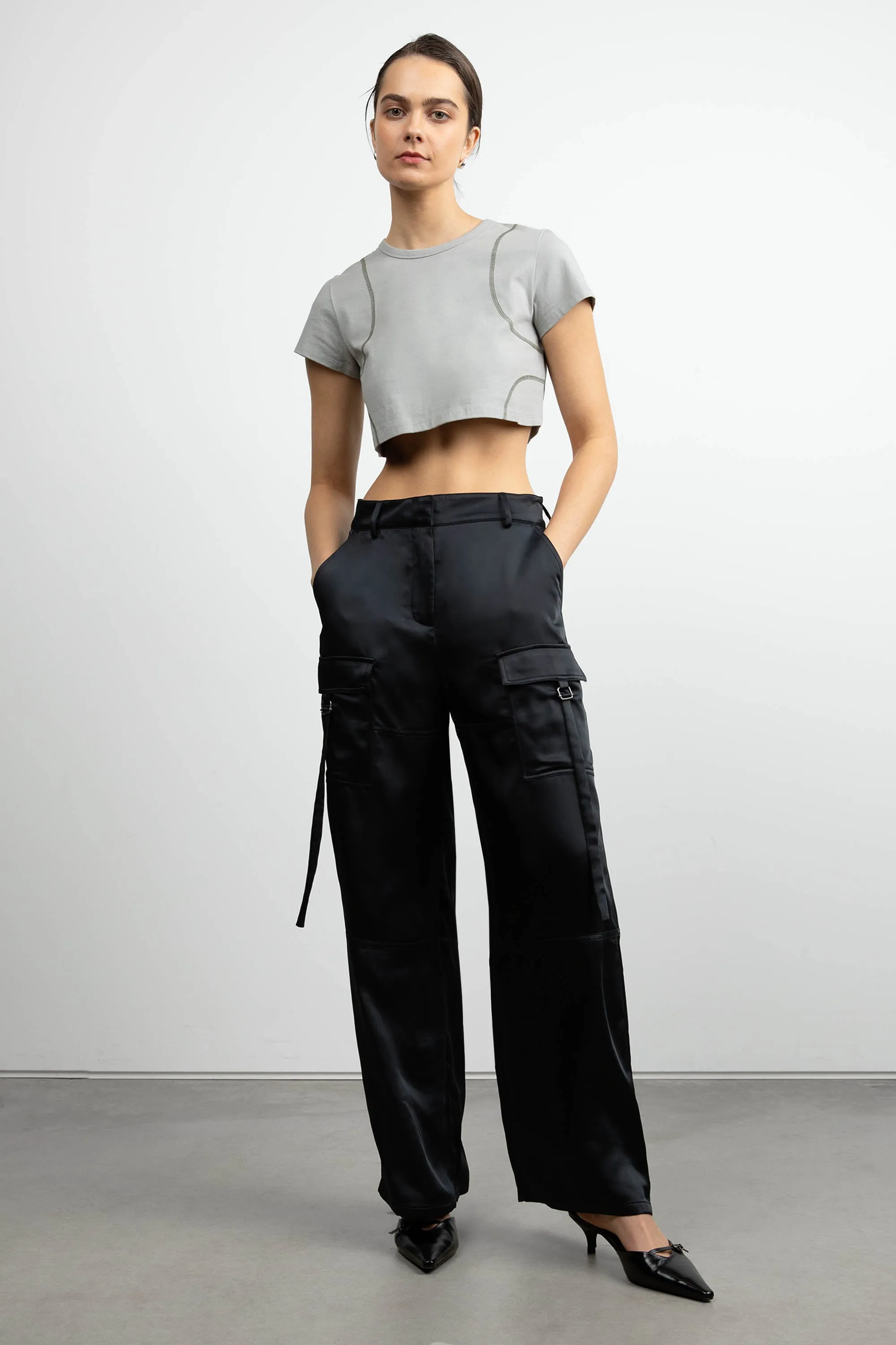 ORGANIC COTTON CROPPED TEE WITH STITCHING sold by OAK AND FORT product image thumbnail 4