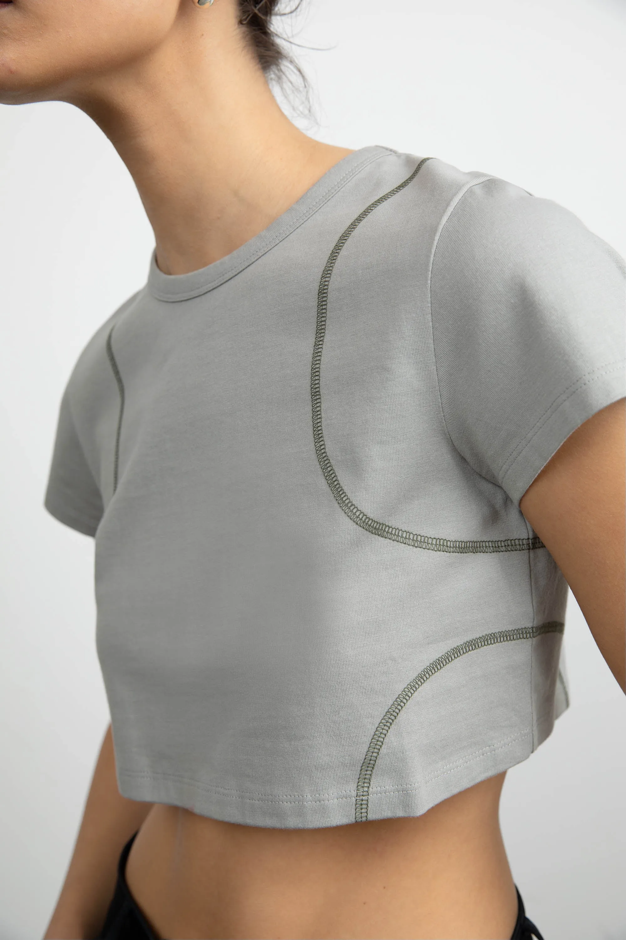 ORGANIC COTTON CROPPED TEE WITH STITCHING sold by OAK AND FORT product image thumbnail 5
