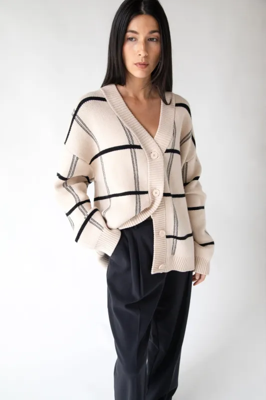 OVERSIZED GRID BUTTON FRONT CARDIGAN made by OAK AND FORT