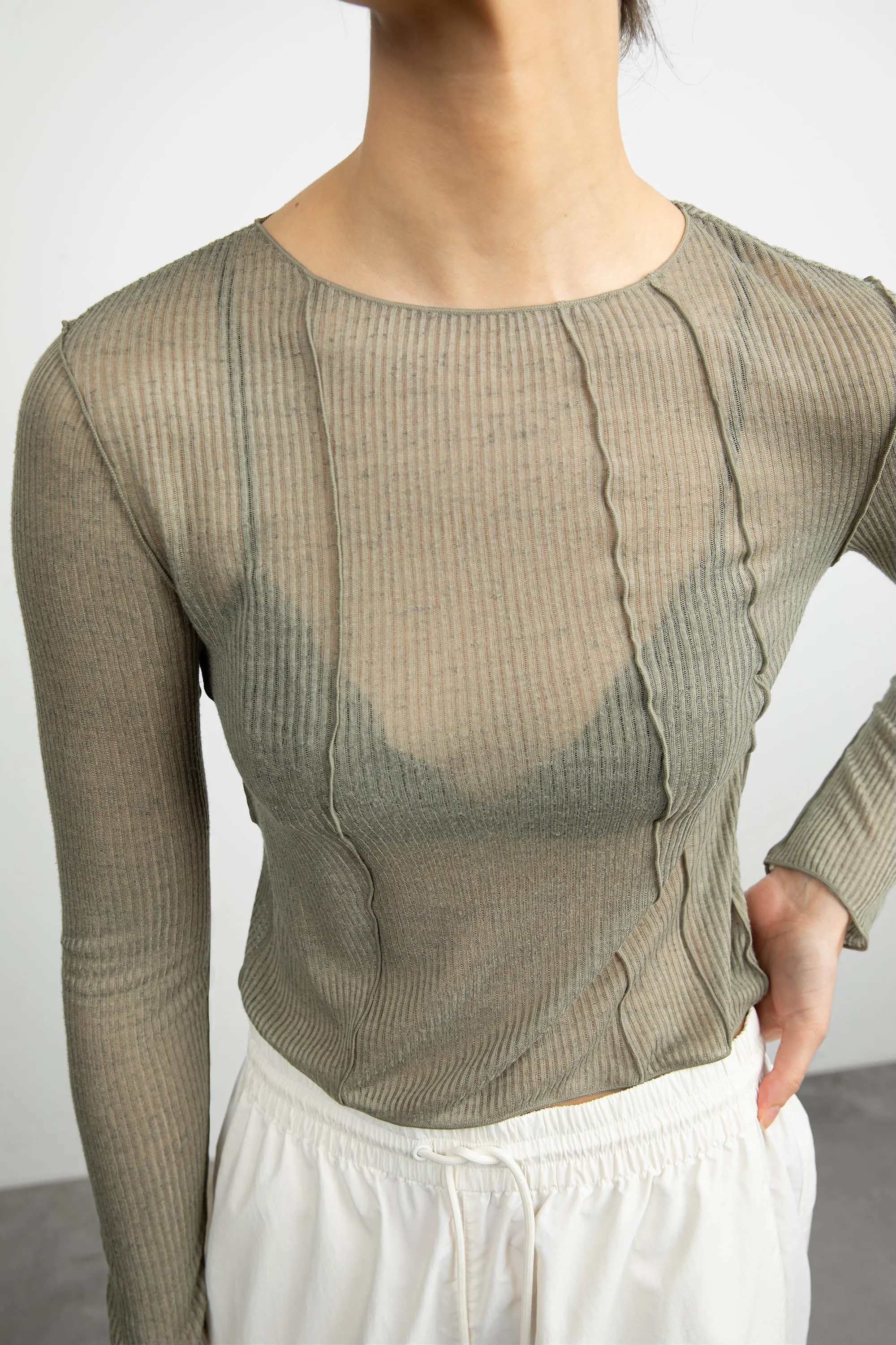 EXPOSED SEAM LONG SLEEVE TOP sold by OAK AND FORT product image thumbnail 4