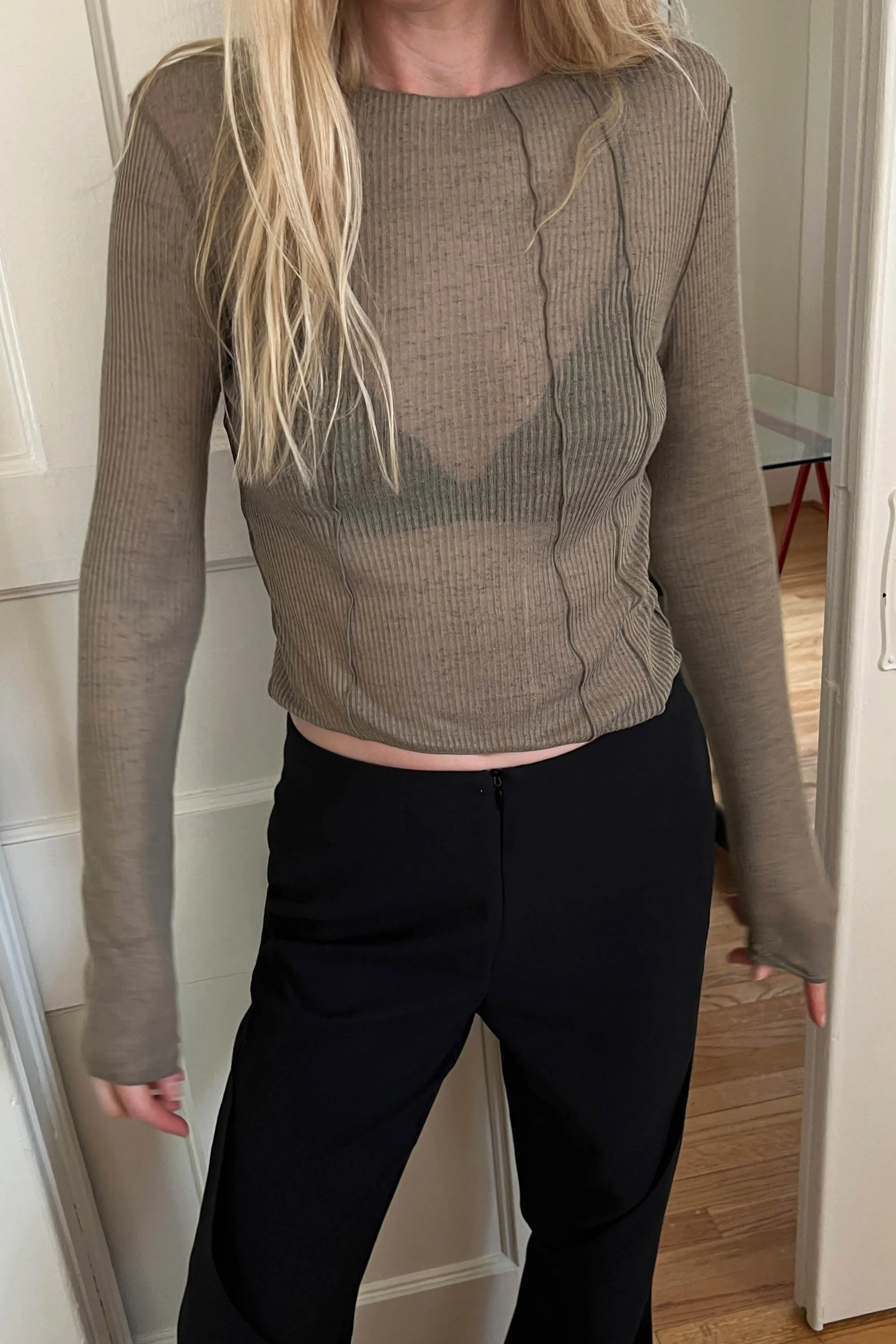 EXPOSED SEAM LONG SLEEVE TOP sold by OAK AND FORT