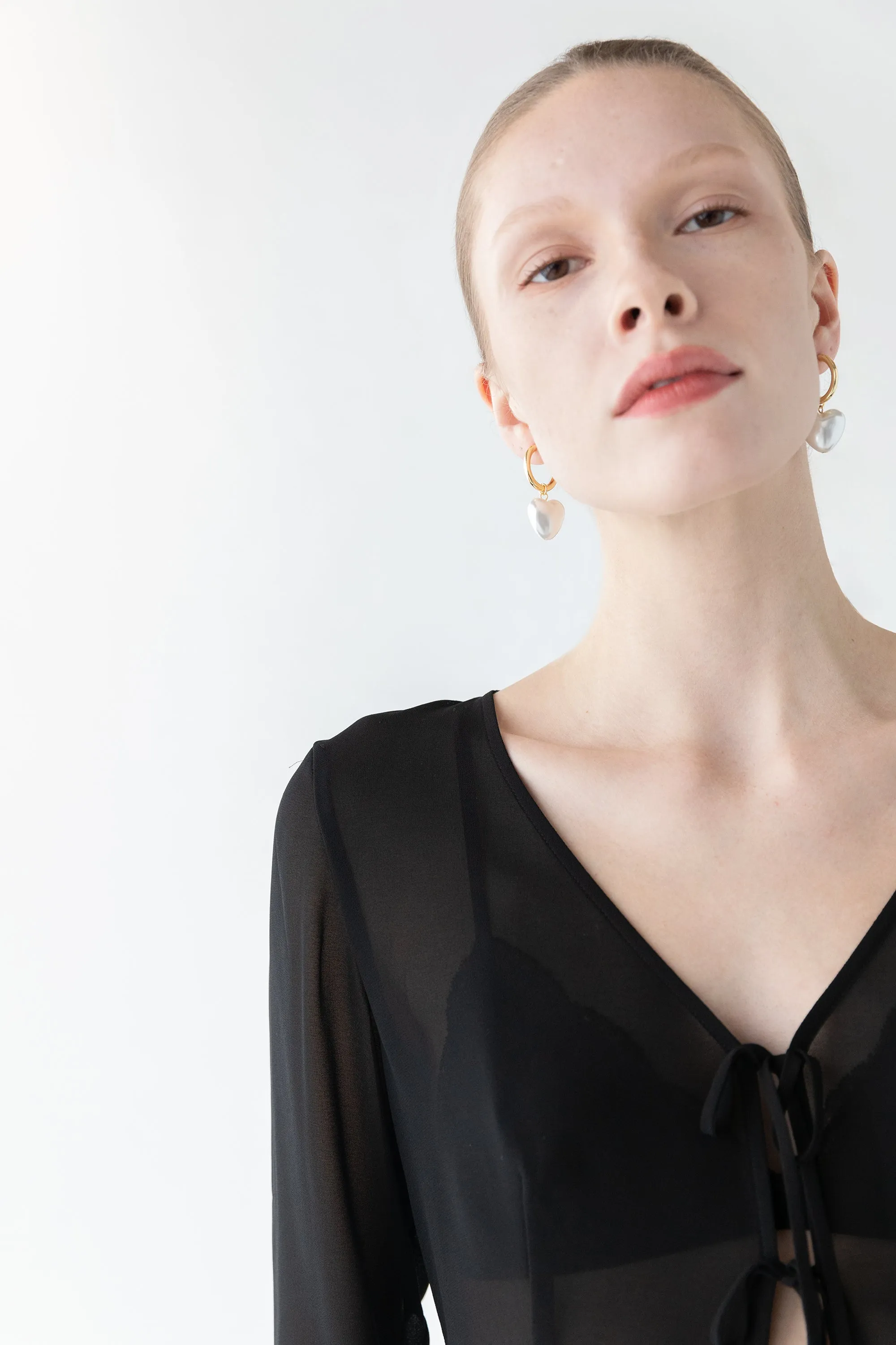 HEART PEARL HOOPS sold by OAK AND FORT product image thumbnail 2