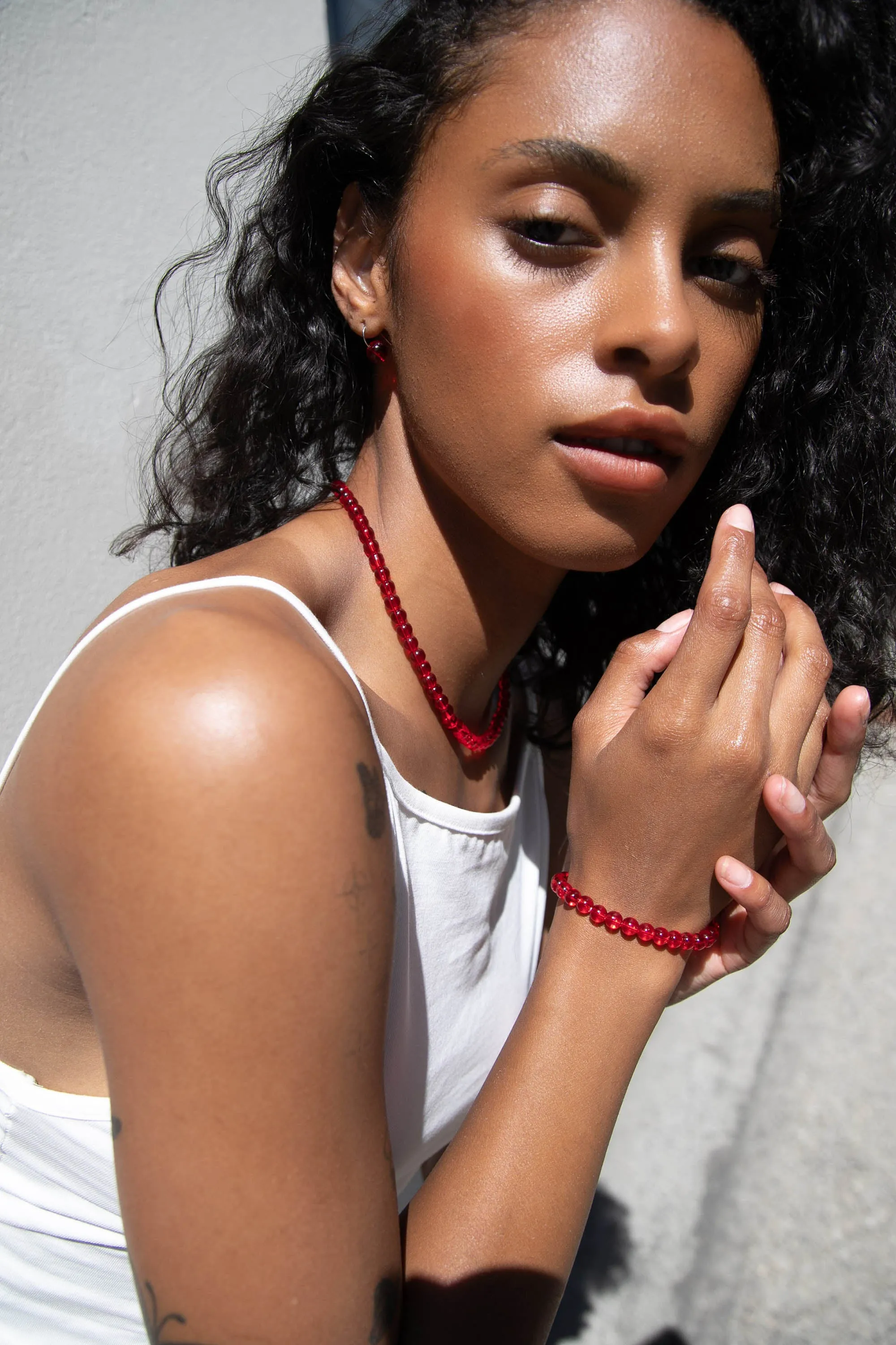 RED BEADED NECKLACE sold by OAK AND FORT product image thumbnail 2