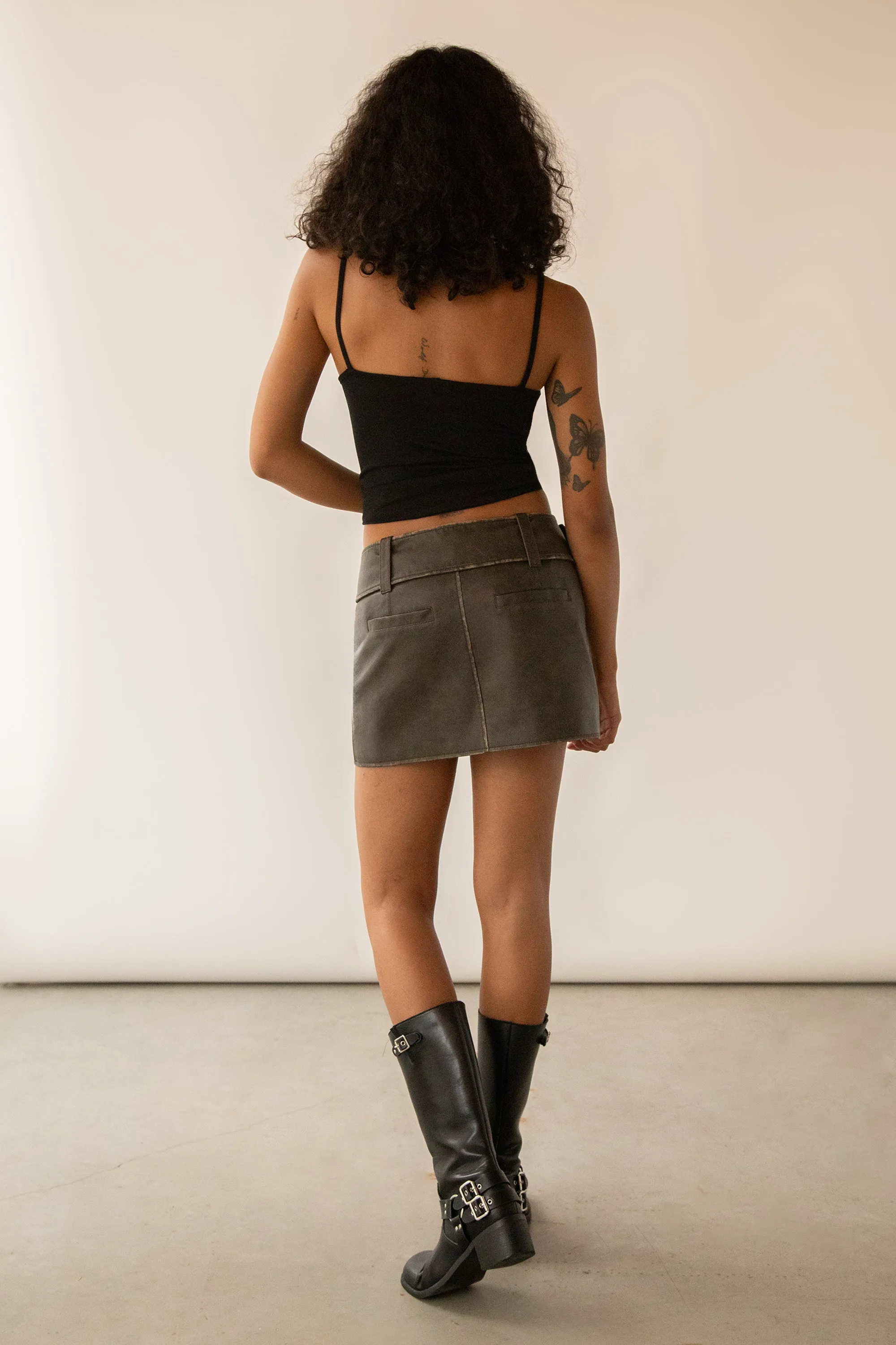 VEGAN LEATHER MOTO MINI SKIRT sold by OAK AND FORT product image thumbnail 4