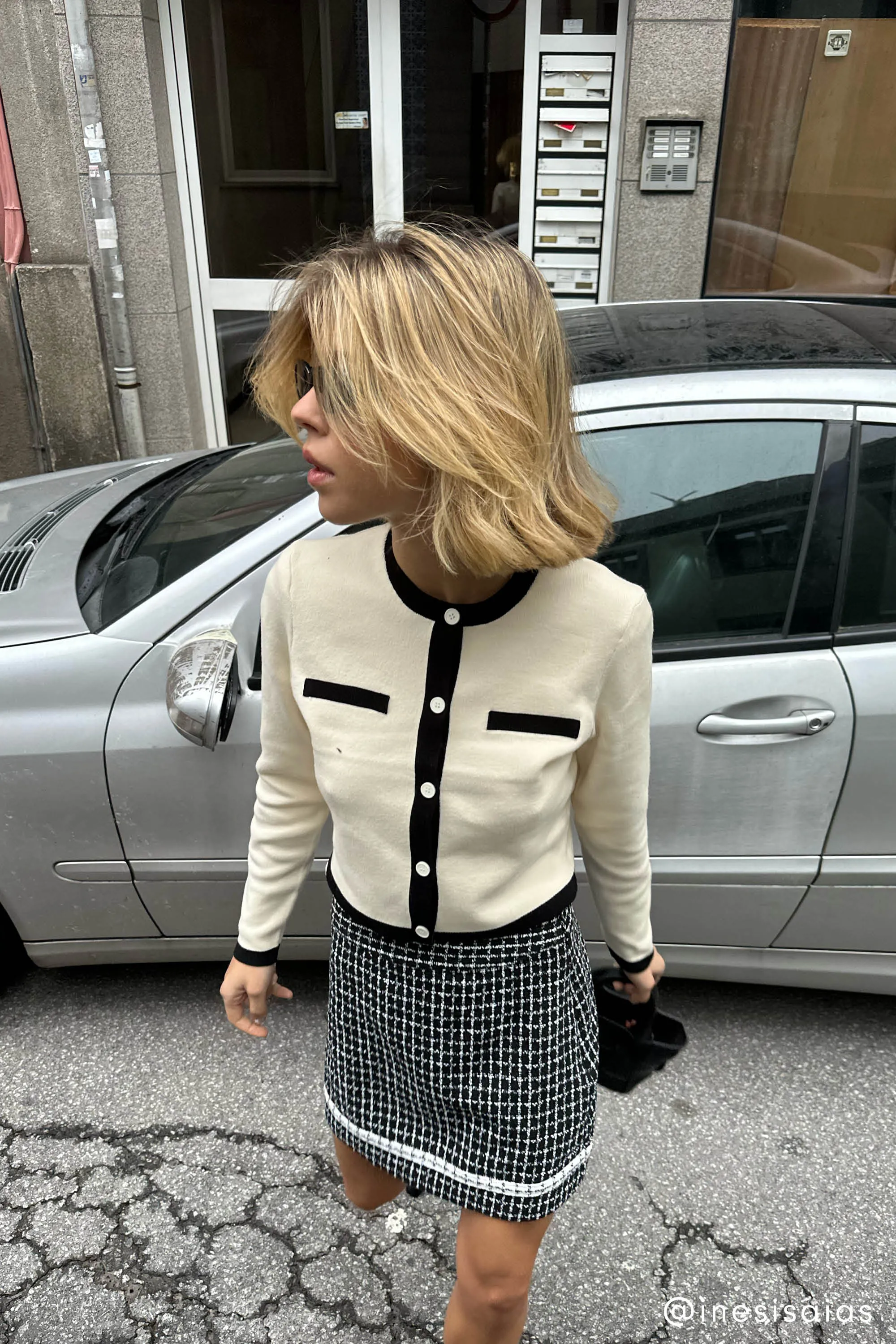 CROPPED CONTRAST TRIM CARDIGAN sold by OAK AND FORT product image thumbnail 2