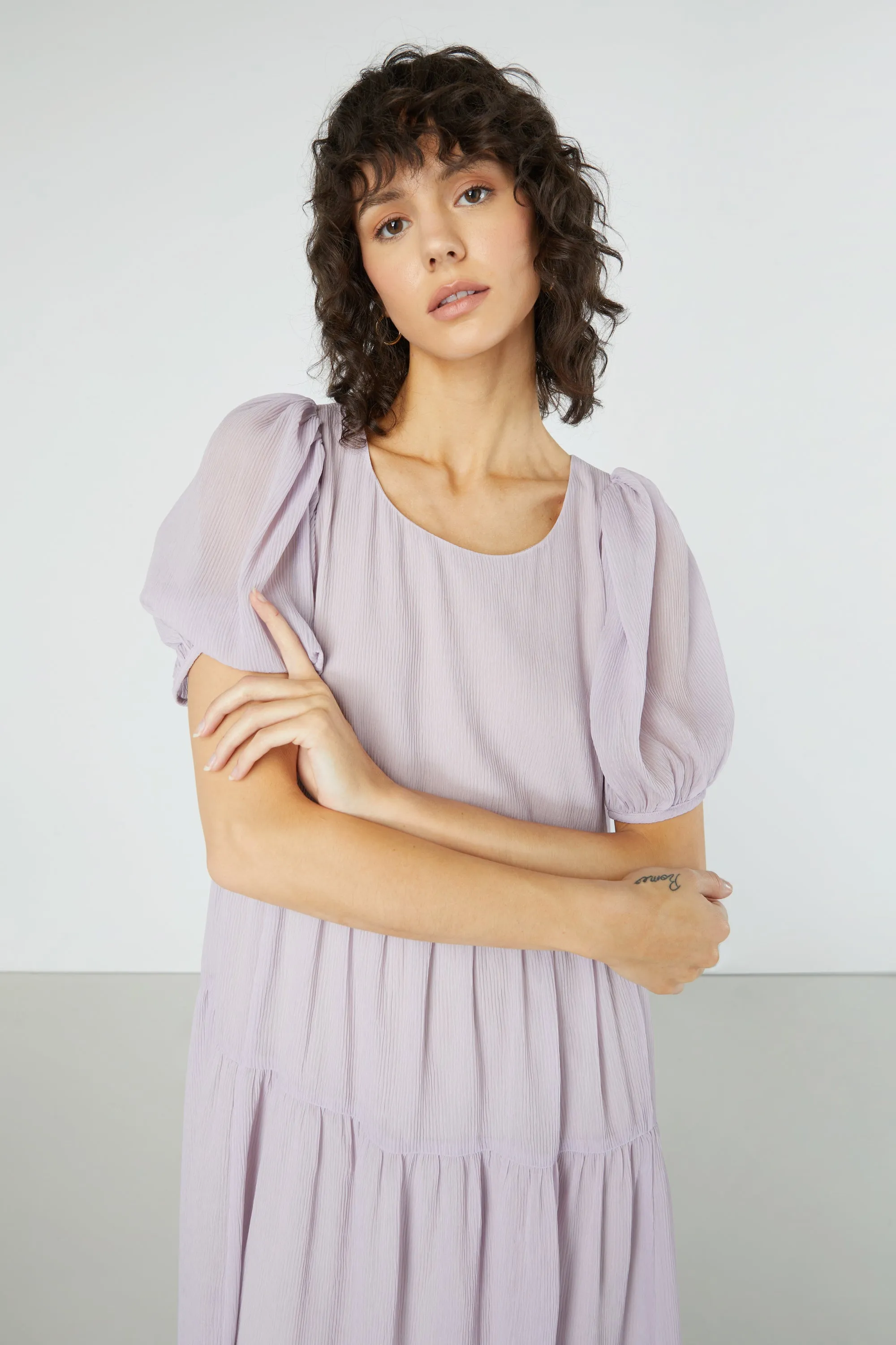 PUFF SLEEVE TIERED DRESS sold by OAK AND FORT product image thumbnail 4