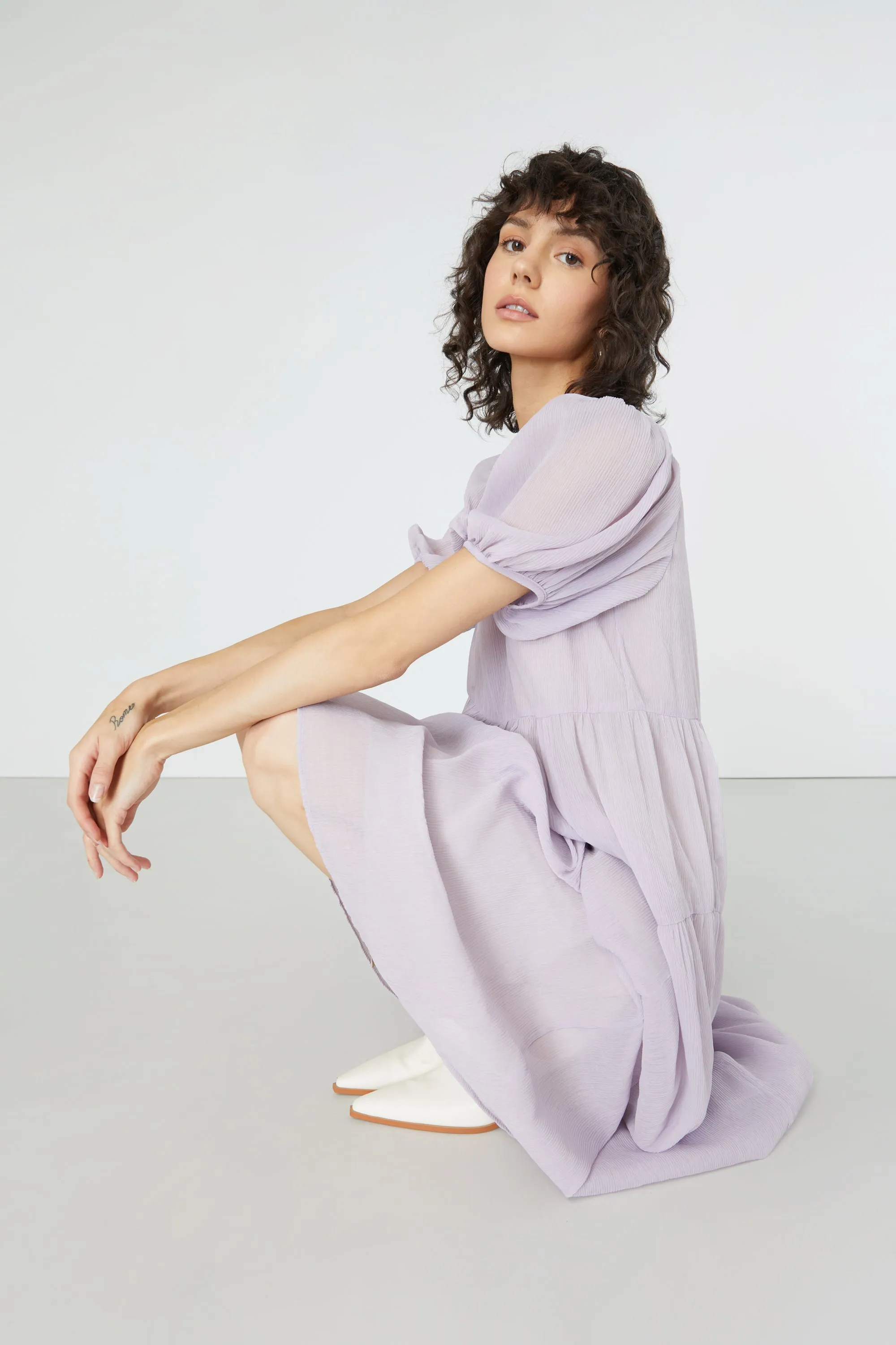 PUFF SLEEVE TIERED DRESS sold by OAK AND FORT product image thumbnail 2