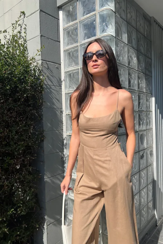 LINEN BLEND JUMPSUIT sold by OAK AND FORT