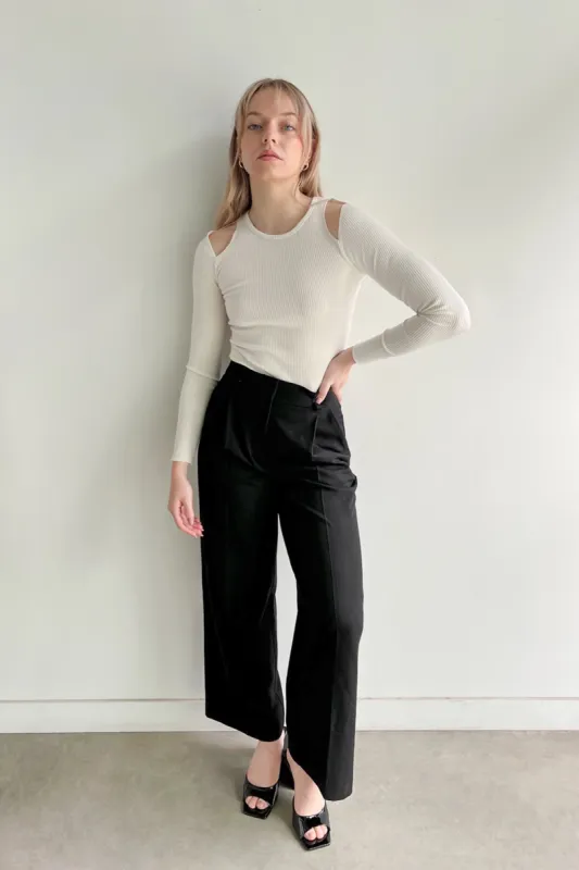 RIBBED LONG SLEEVE TOP WITH CUTOUTS sold by OAK AND FORT