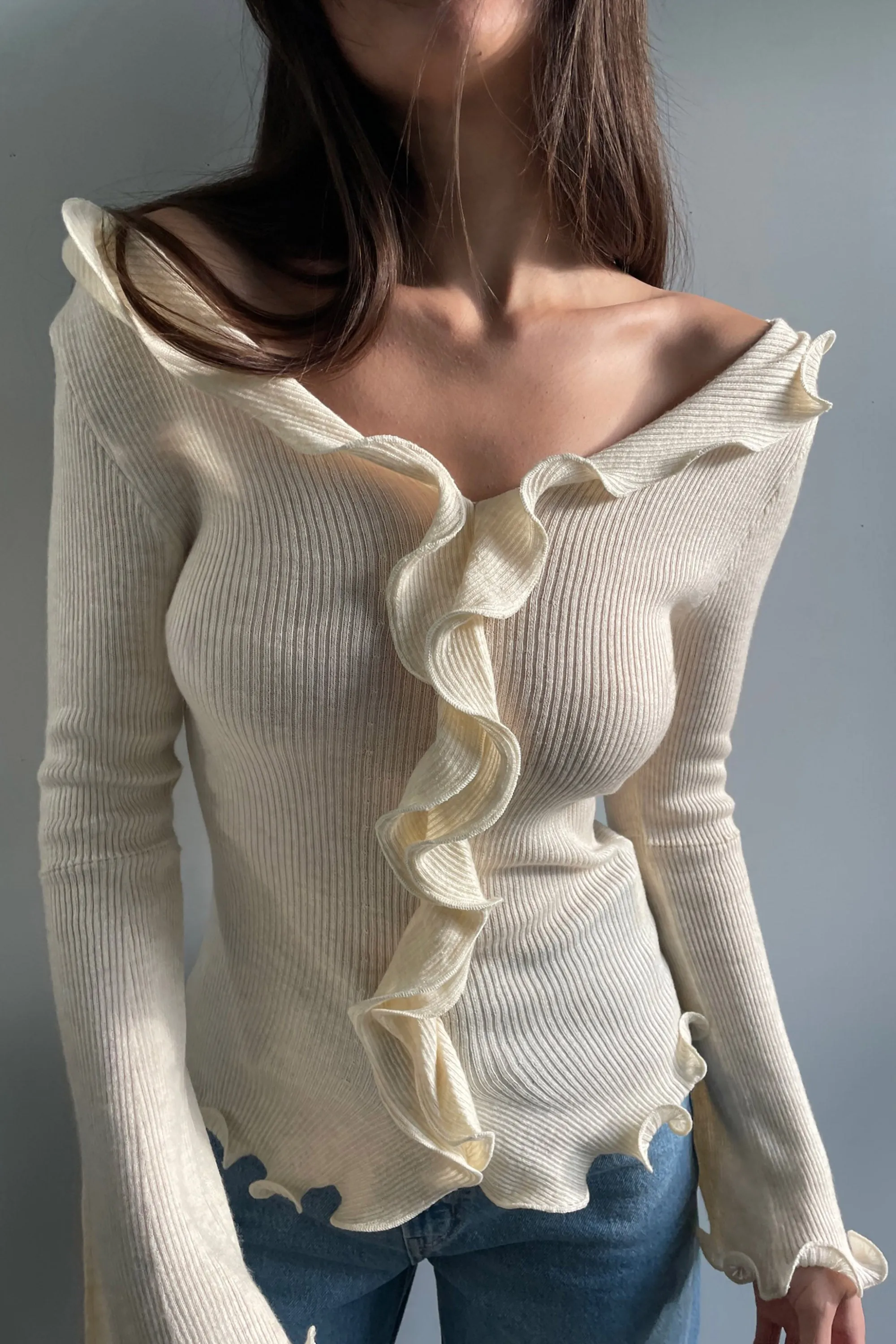 TOP WITH RUFFLE DETAIL sold by OAK AND FORT